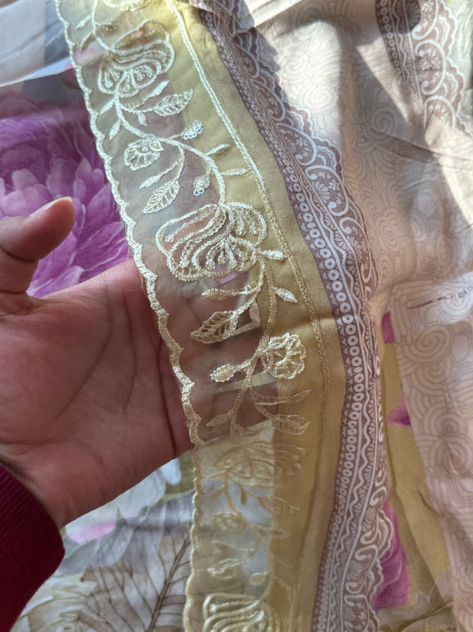 SHAHEEN LIME GREEN PURE MUSLIN SUIT 2 Q