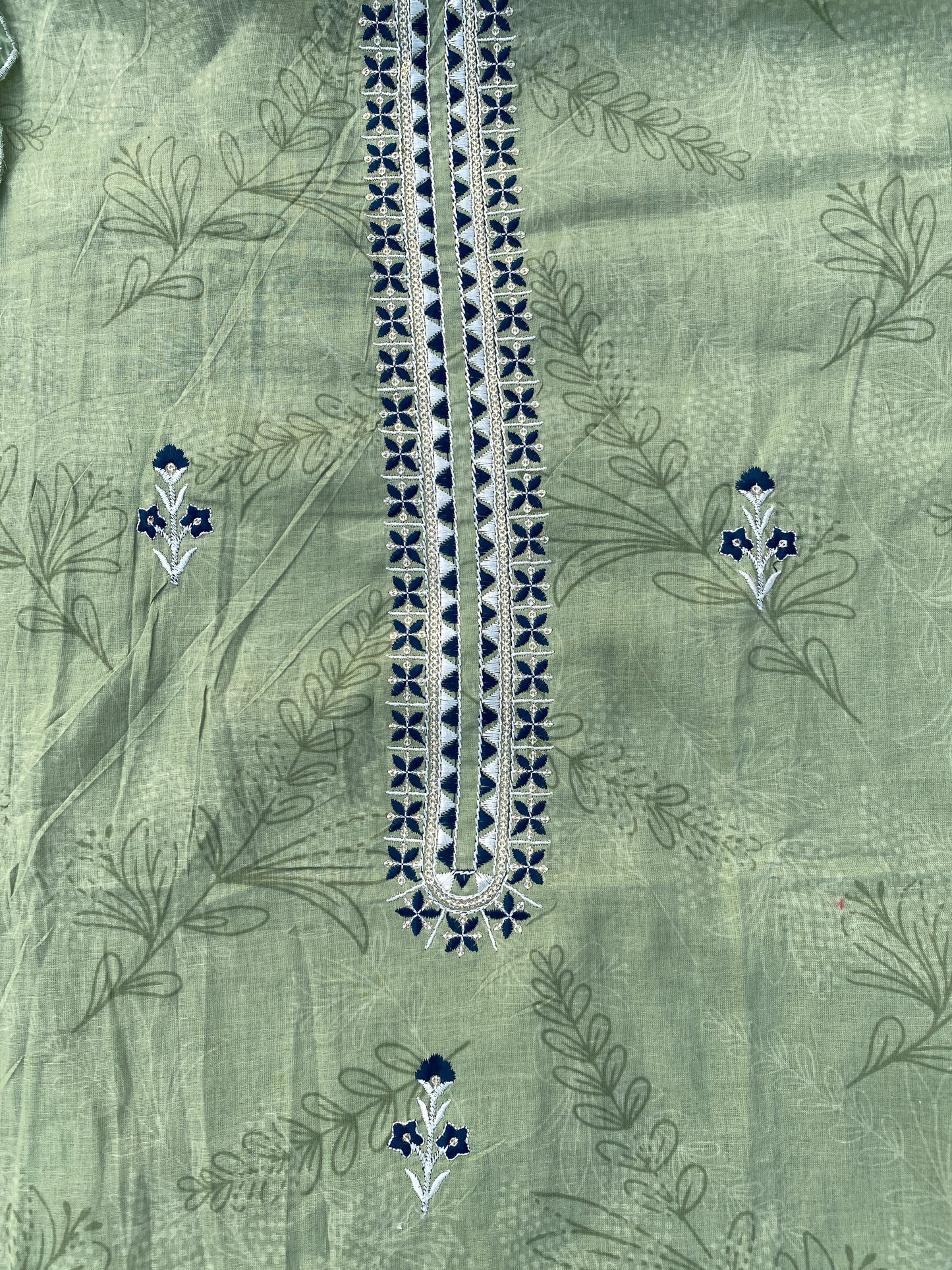 GREEN LAWN COTTON EMBROIDERY SUIT