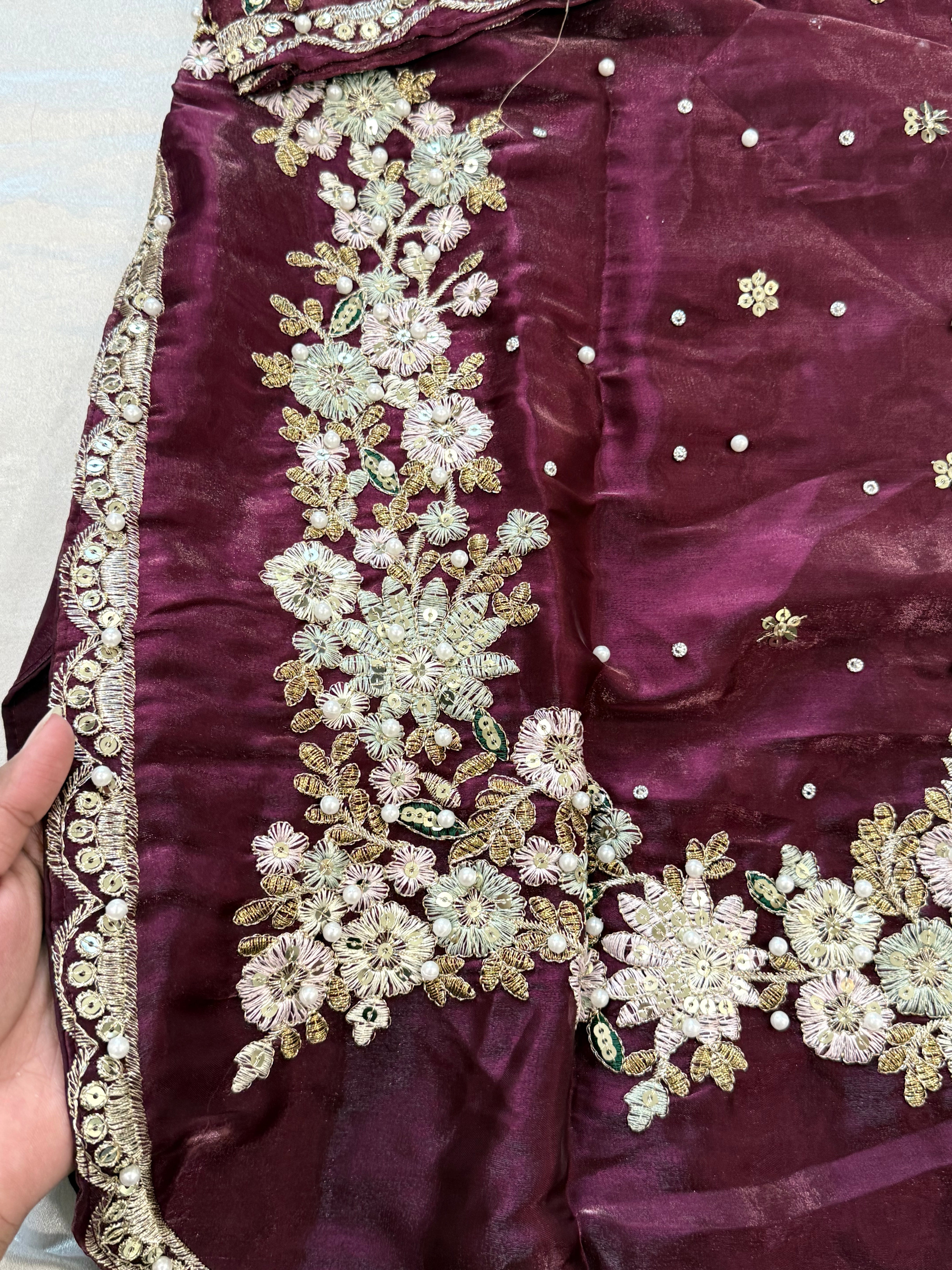 JIMMY CHOO WINE READYMADE EMBROIDERY SUIT 4 Q