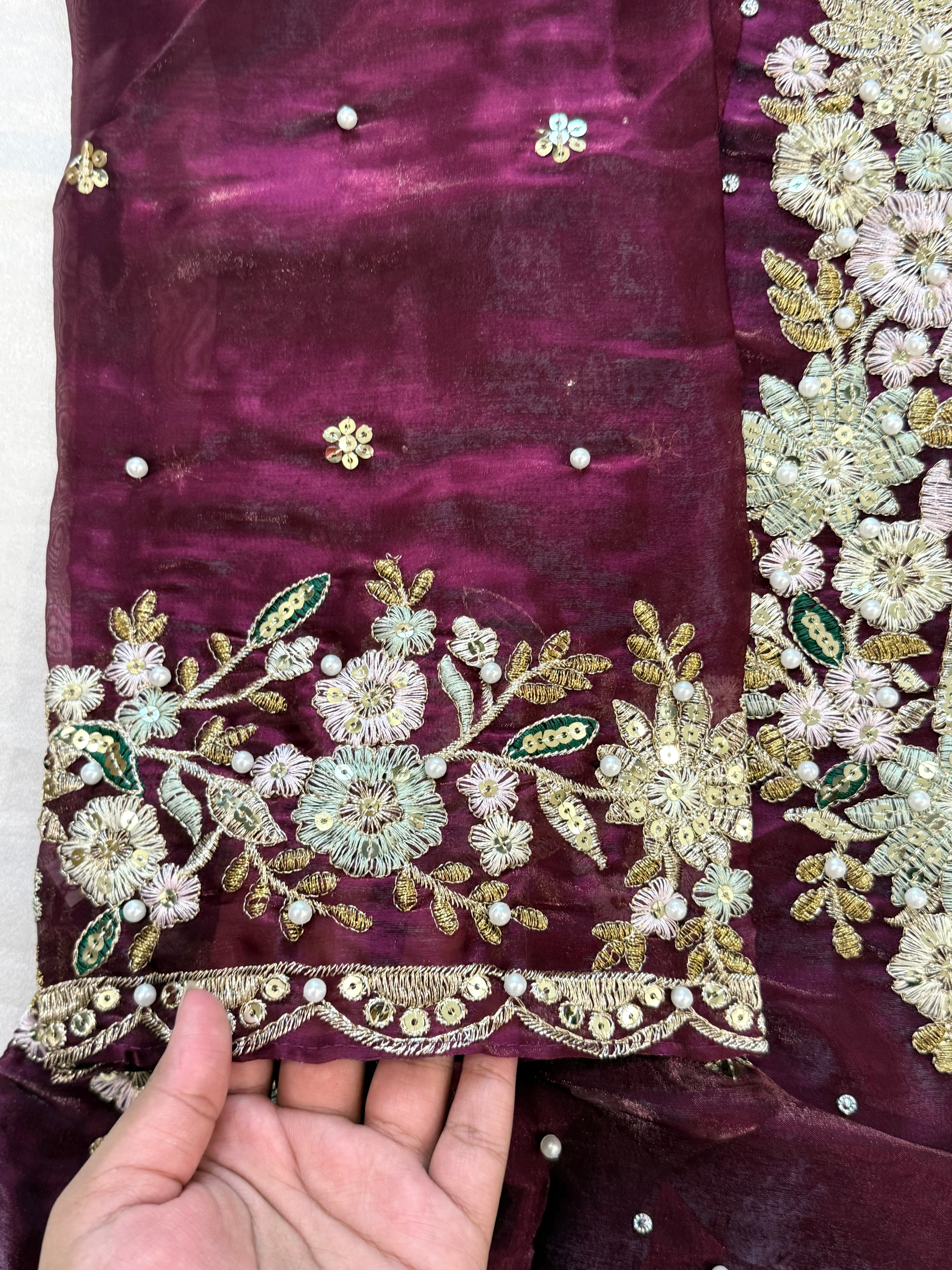 JIMMY CHOO WINE READYMADE EMBROIDERY SUIT 4 Q