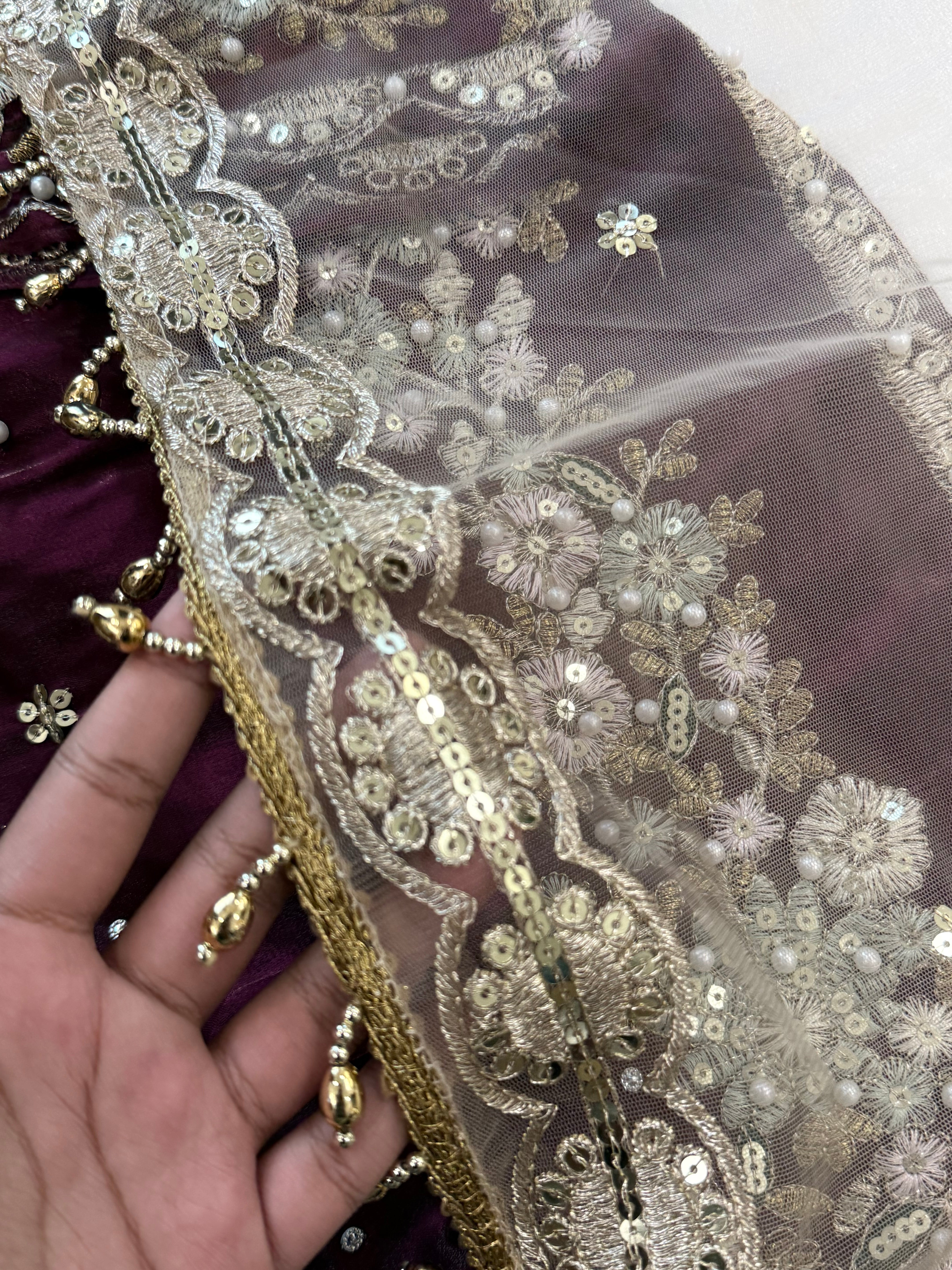 JIMMY CHOO WINE READYMADE EMBROIDERY SUIT 4 Q