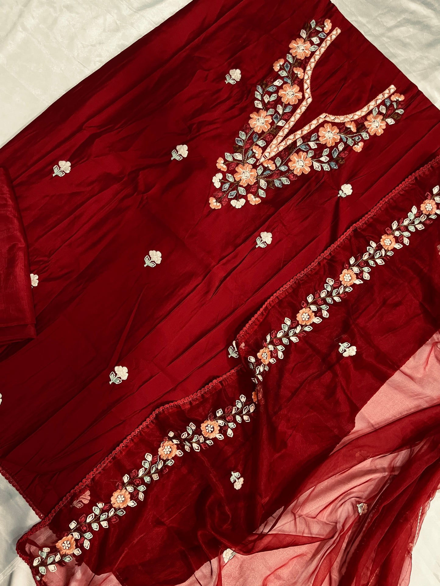 MARZINA ROMAN SILK EMBROIDERY SUIT