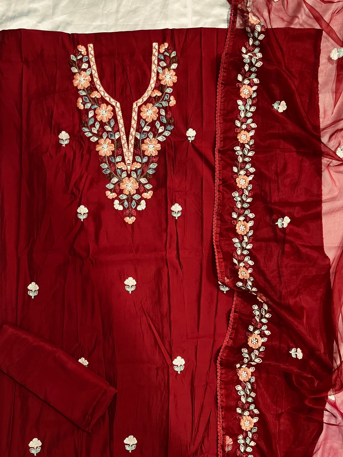 MARZINA ROMAN SILK EMBROIDERY SUIT