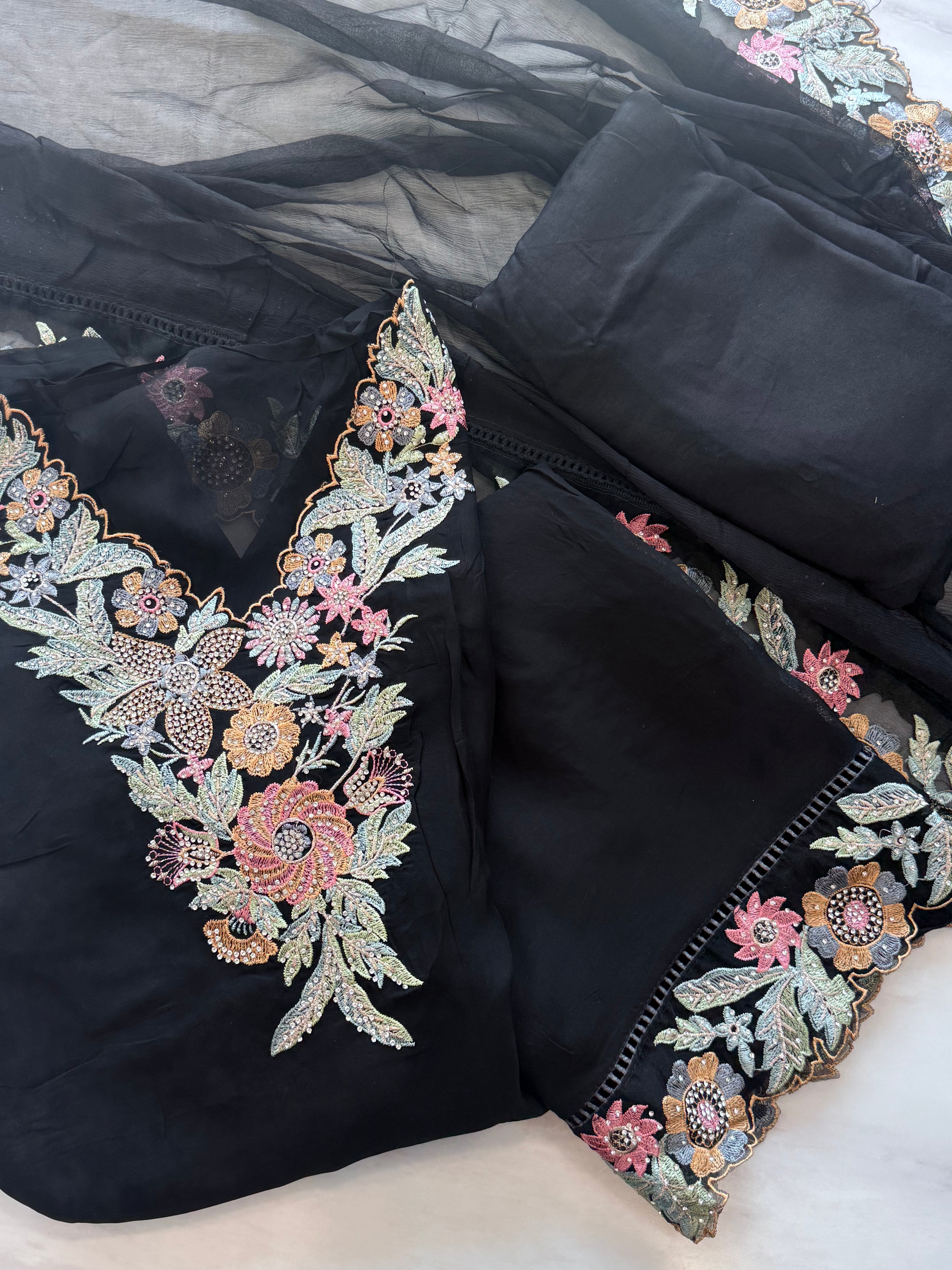 AFREEN ORGANZA EMBROIDERY SUIT 1 Q