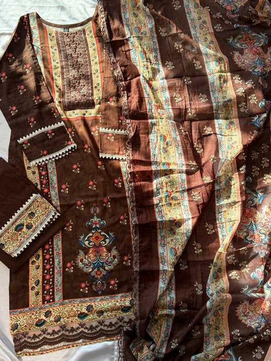 BAGH BROWN LAWN READYMADE SUIT Q