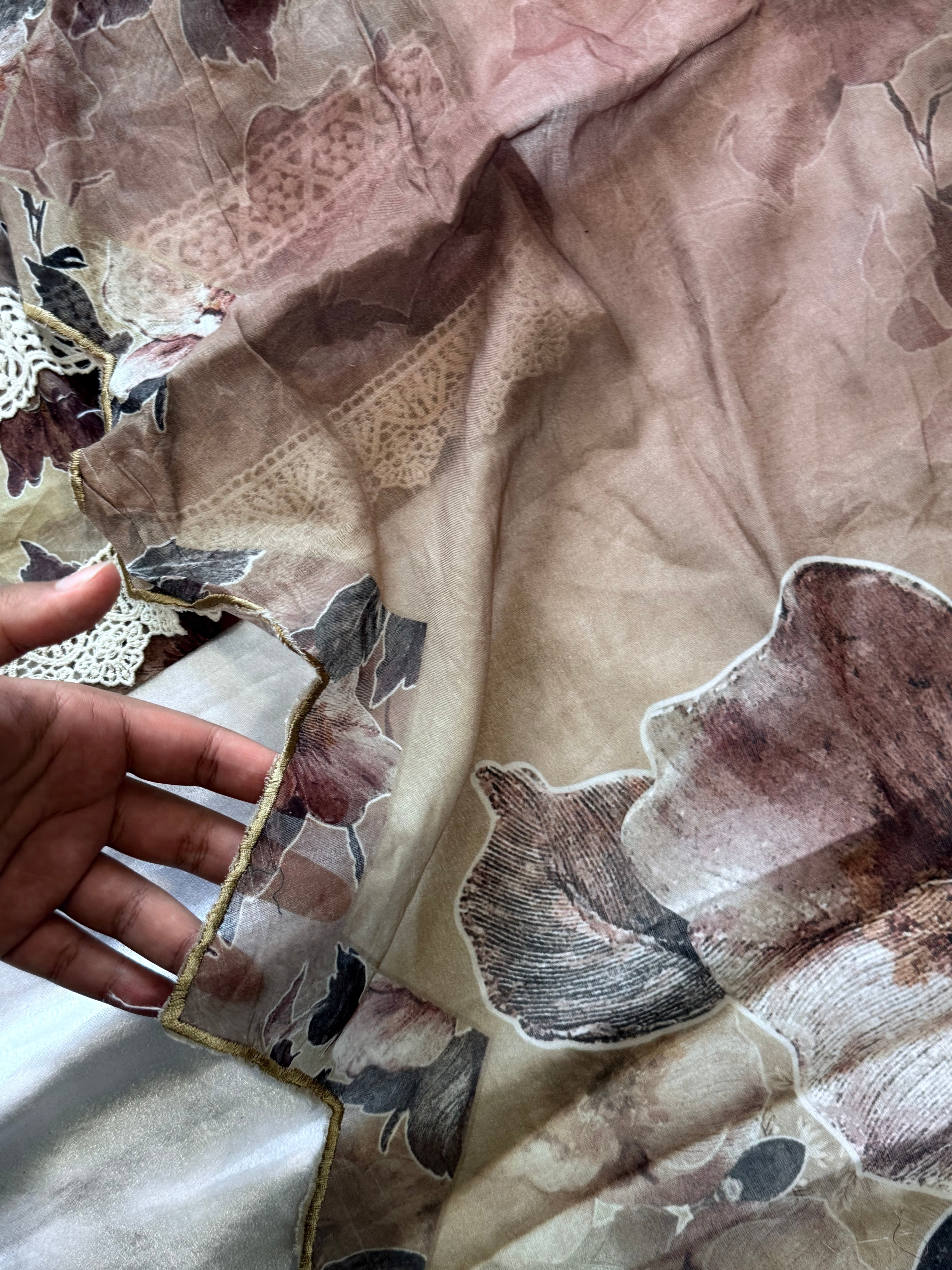 BROWN LAWN READYMADE SUIT