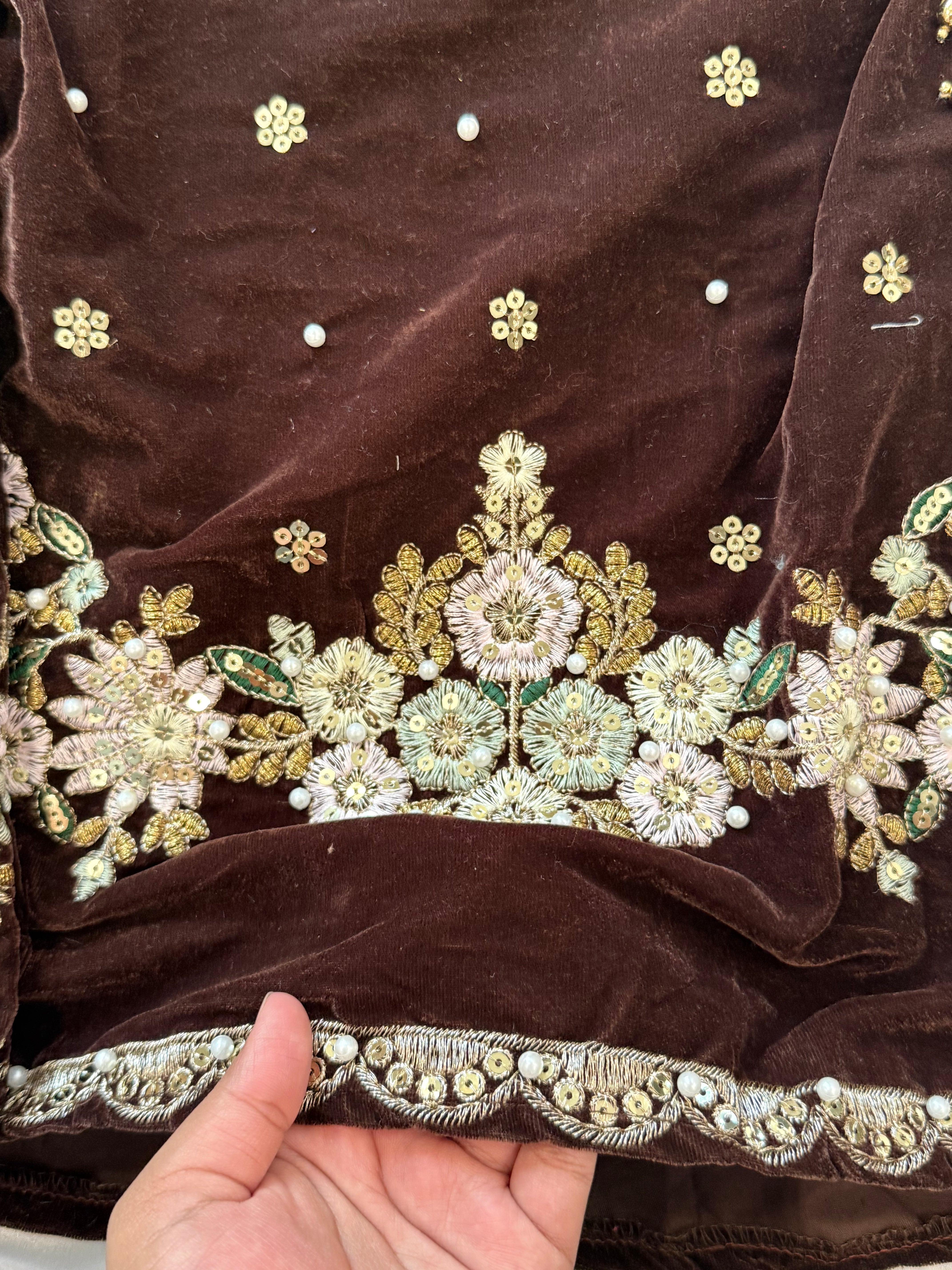 JIMMY CHOO BROWN VELVET READYMADE SUIT 6 Q