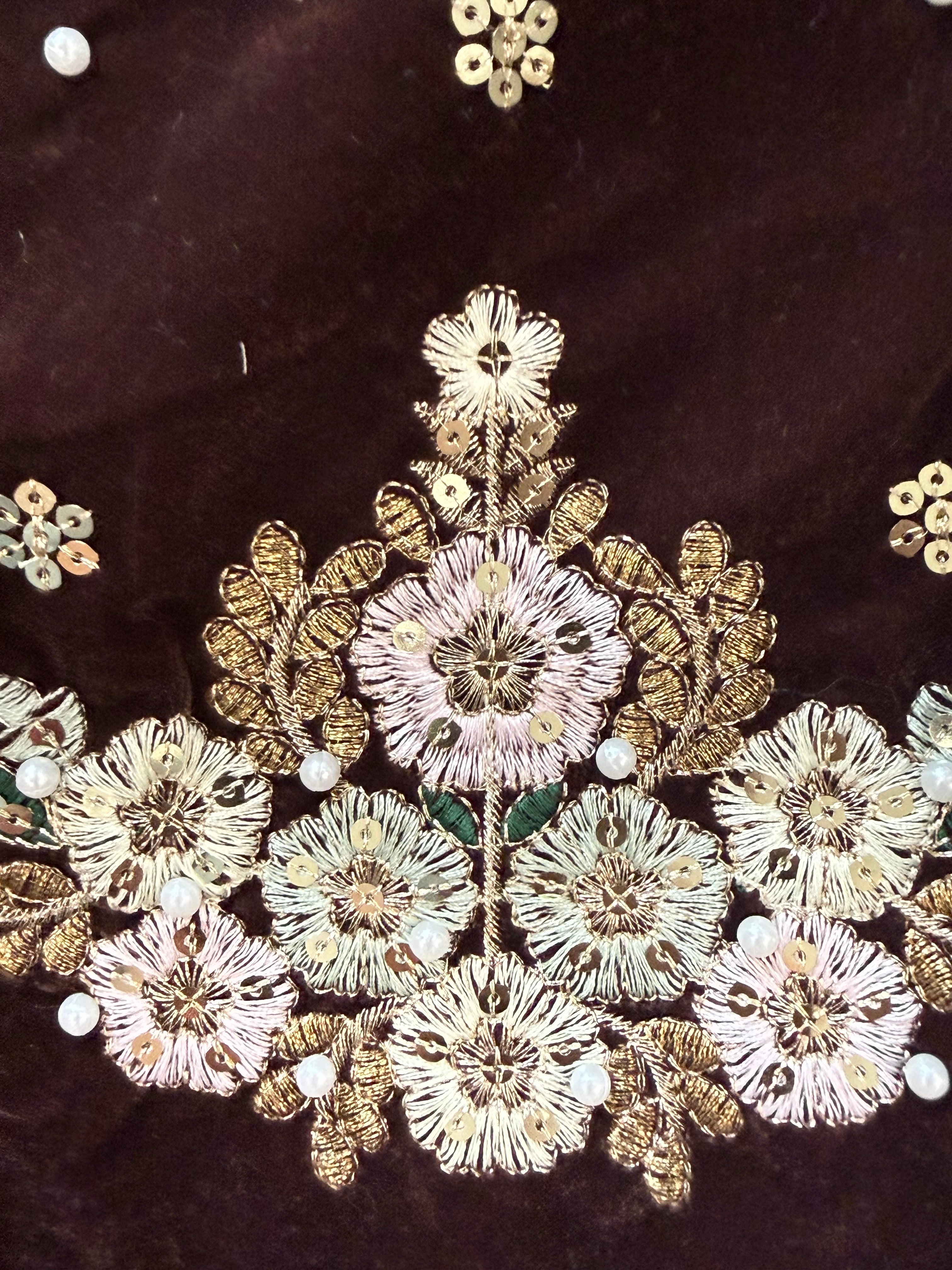 JIMMY CHOO BROWN VELVET READYMADE SUIT 6 Q