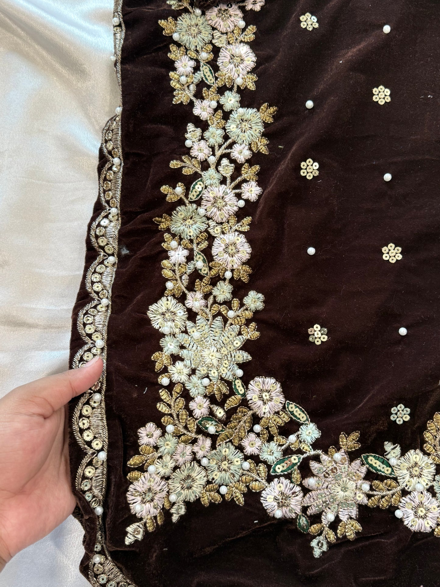 JIMMY CHOO BROWN VELVET READYMADE SUIT 6 Q