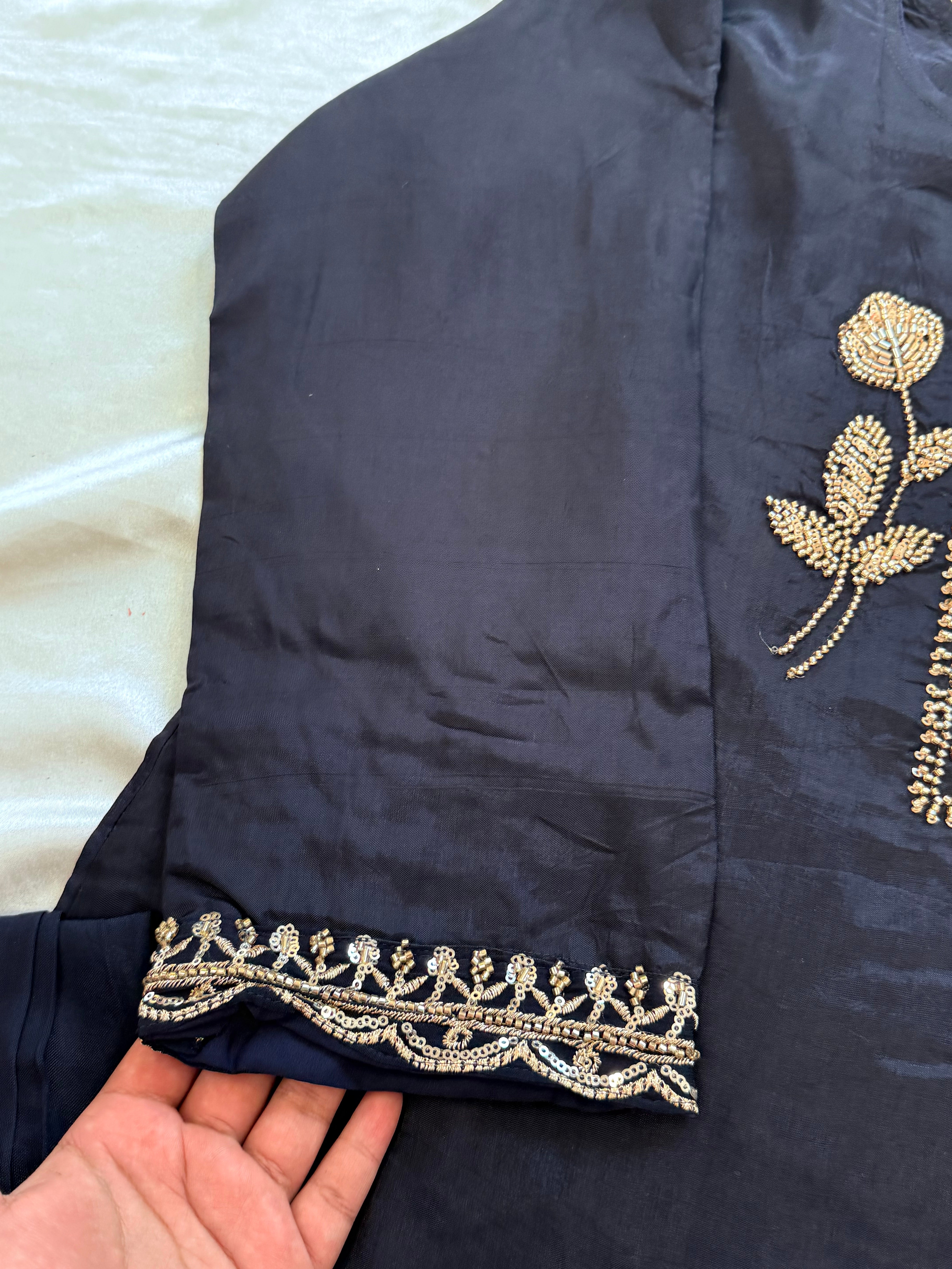 UPADA SILK BLUE READYMADE EMBROIDERY SUIT 8001 Q