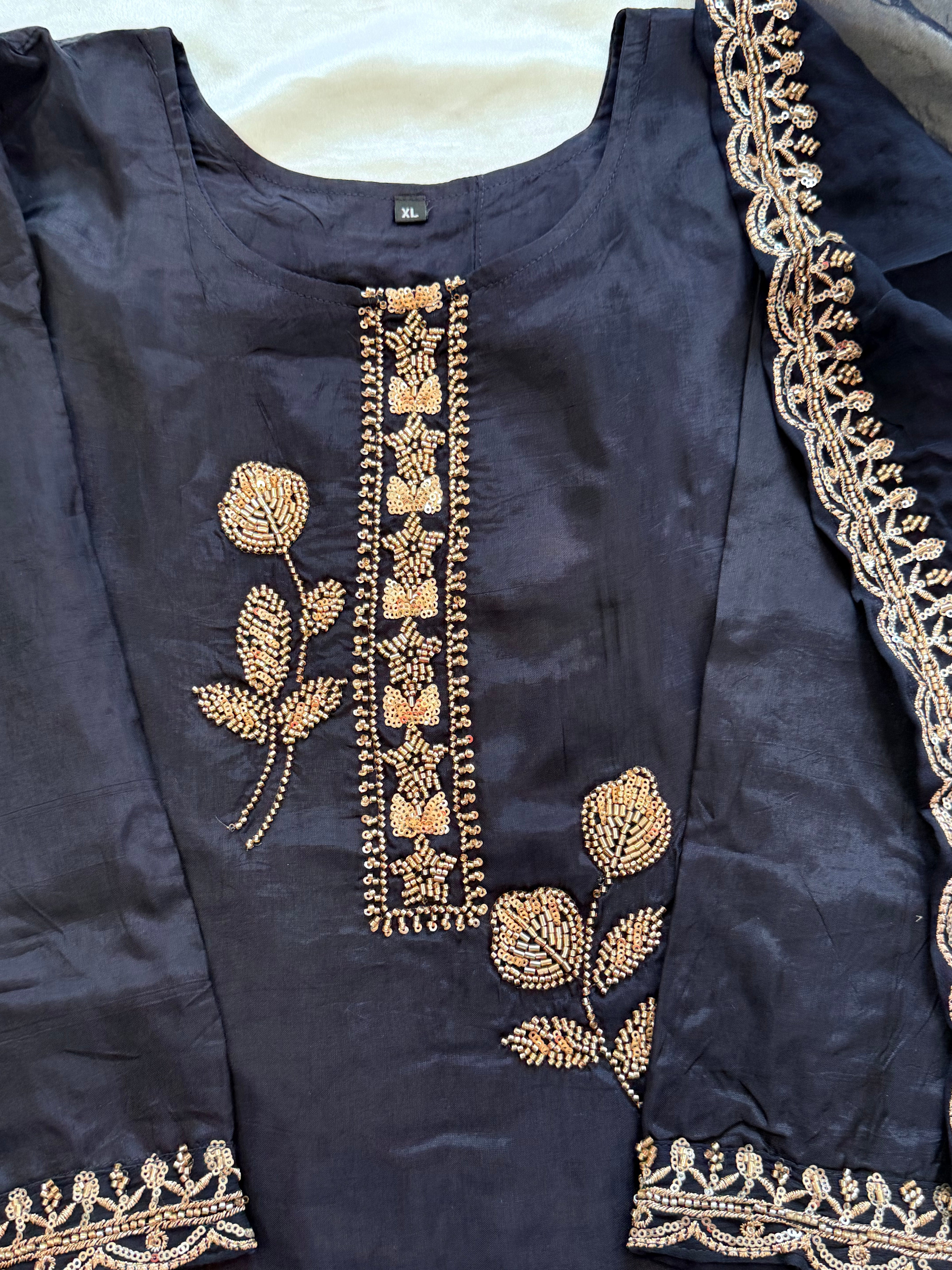 UPADA SILK BLUE READYMADE EMBROIDERY SUIT 8001 Q
