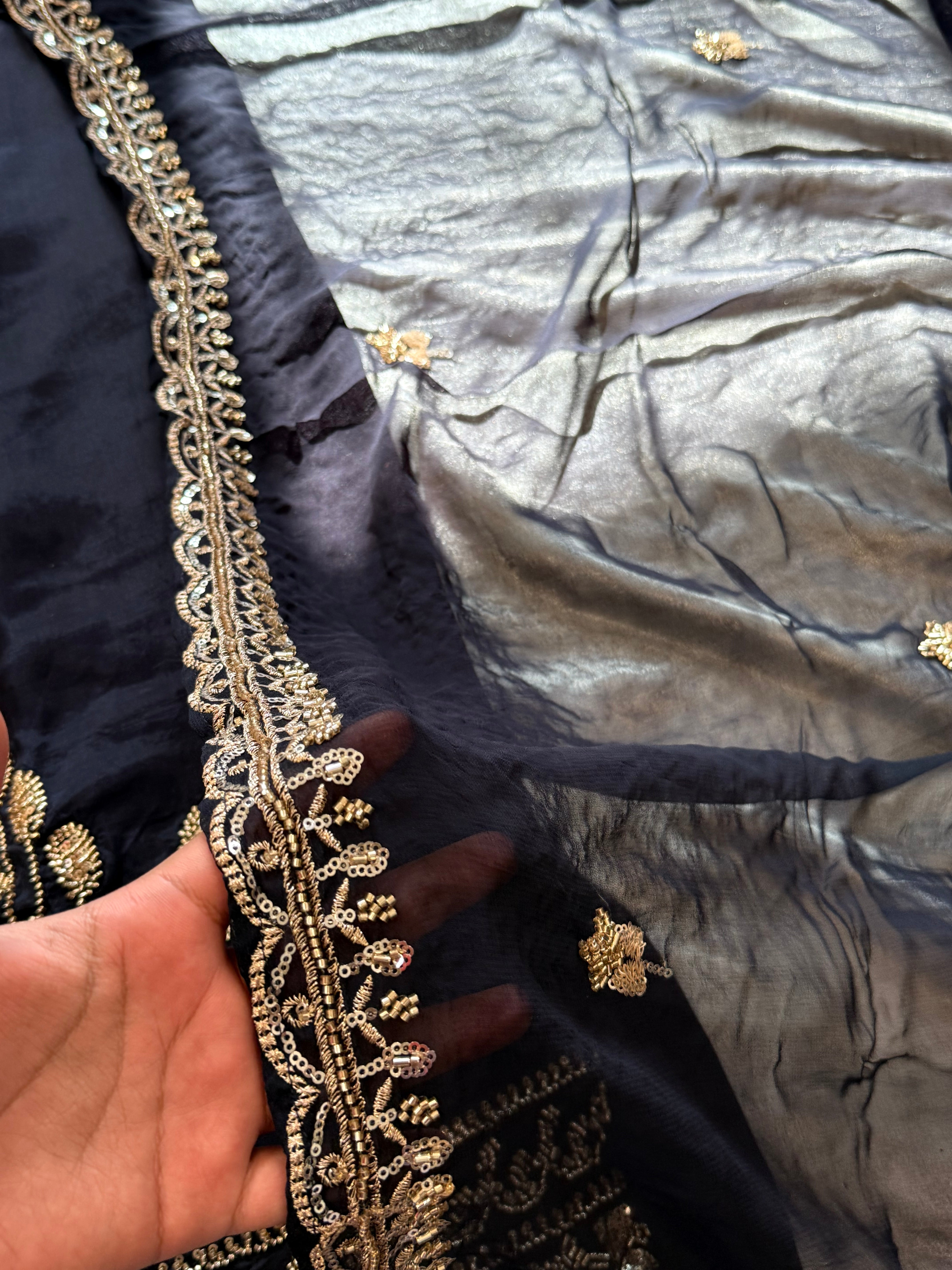 UPADA SILK BLUE READYMADE EMBROIDERY SUIT 8001 Q