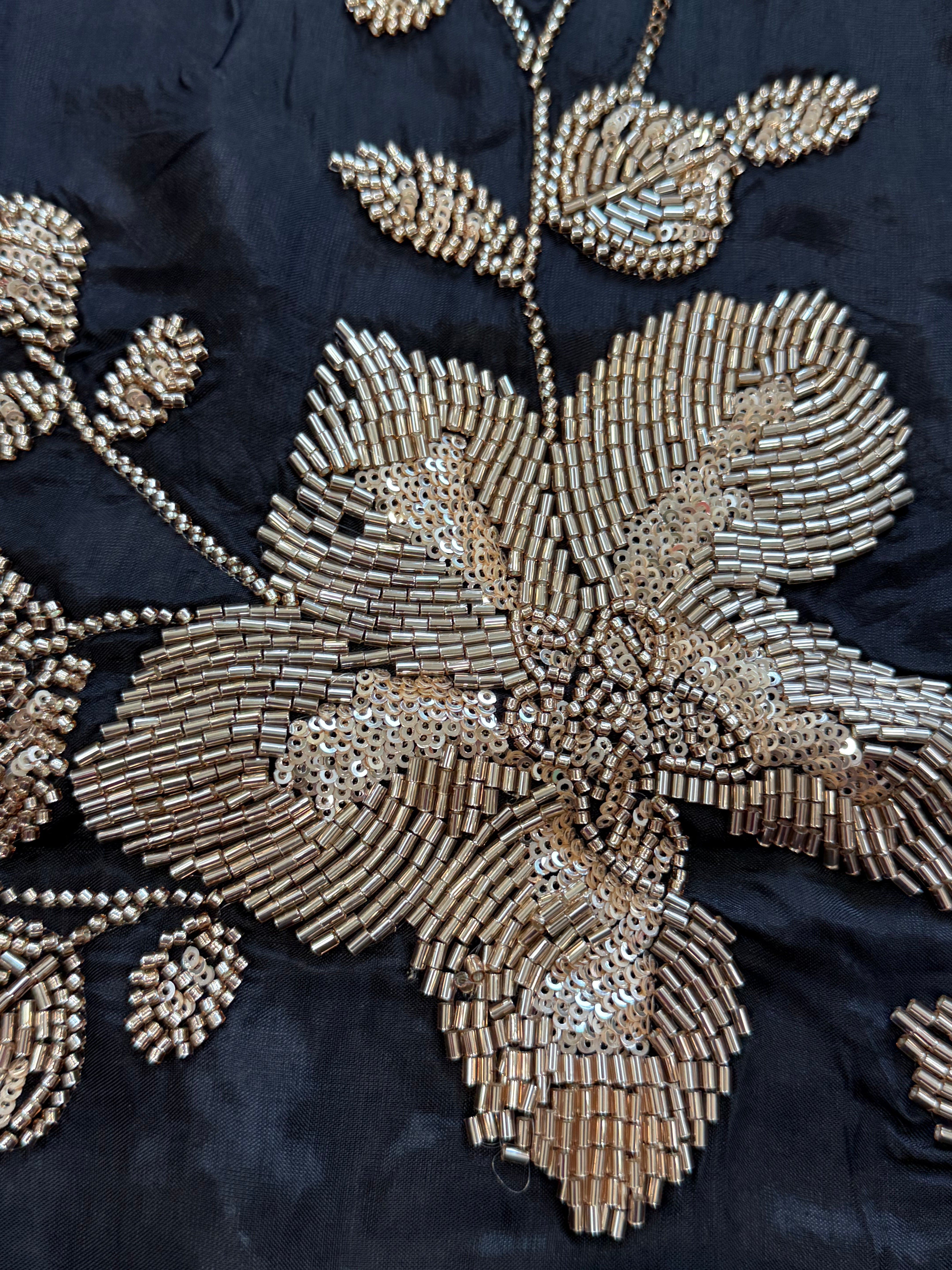 UPADA SILK BLACK READYMADE EMBROIDERY SUIT 8001 Q