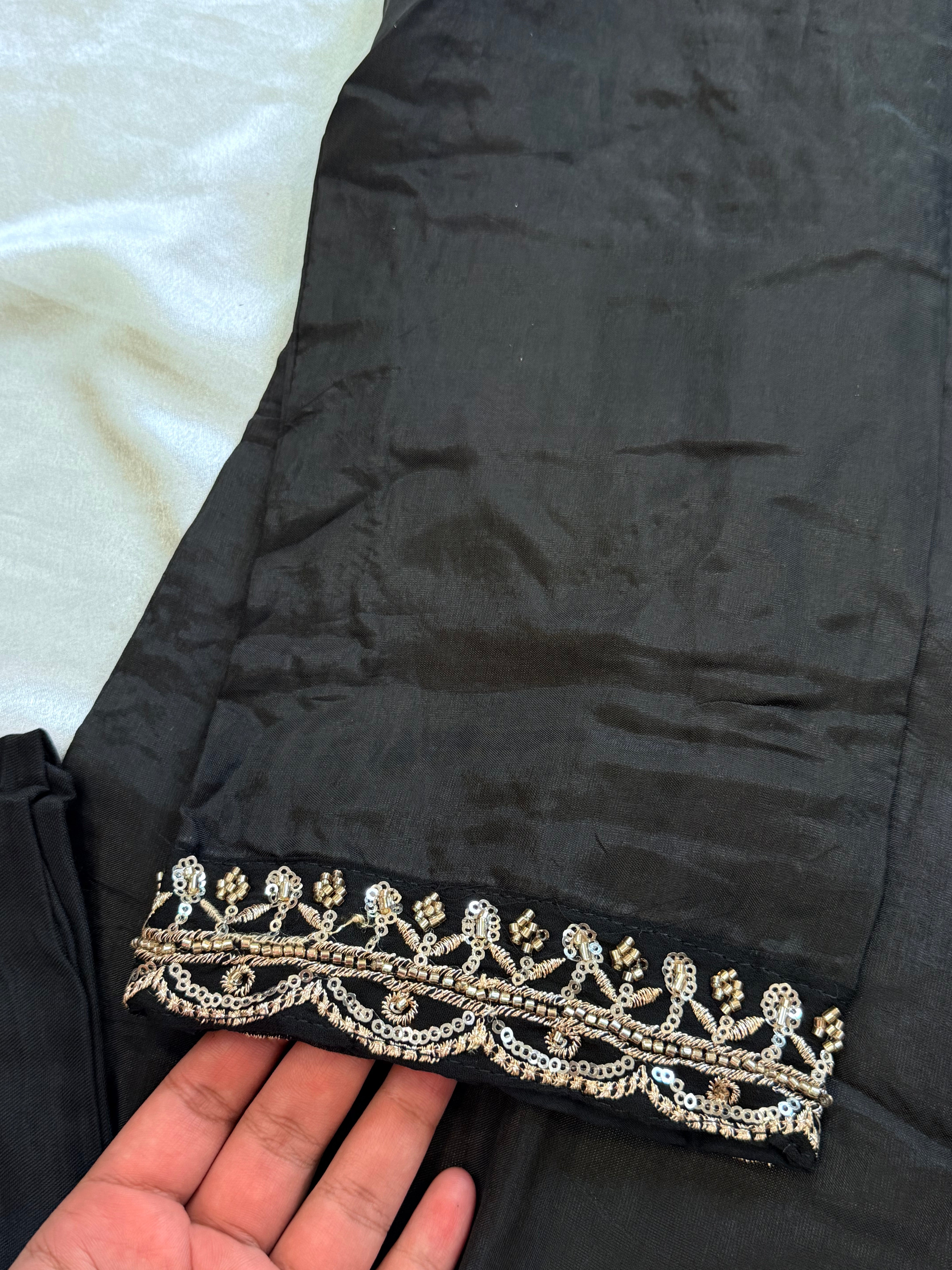 UPADA SILK BLACK READYMADE EMBROIDERY SUIT 8001 Q