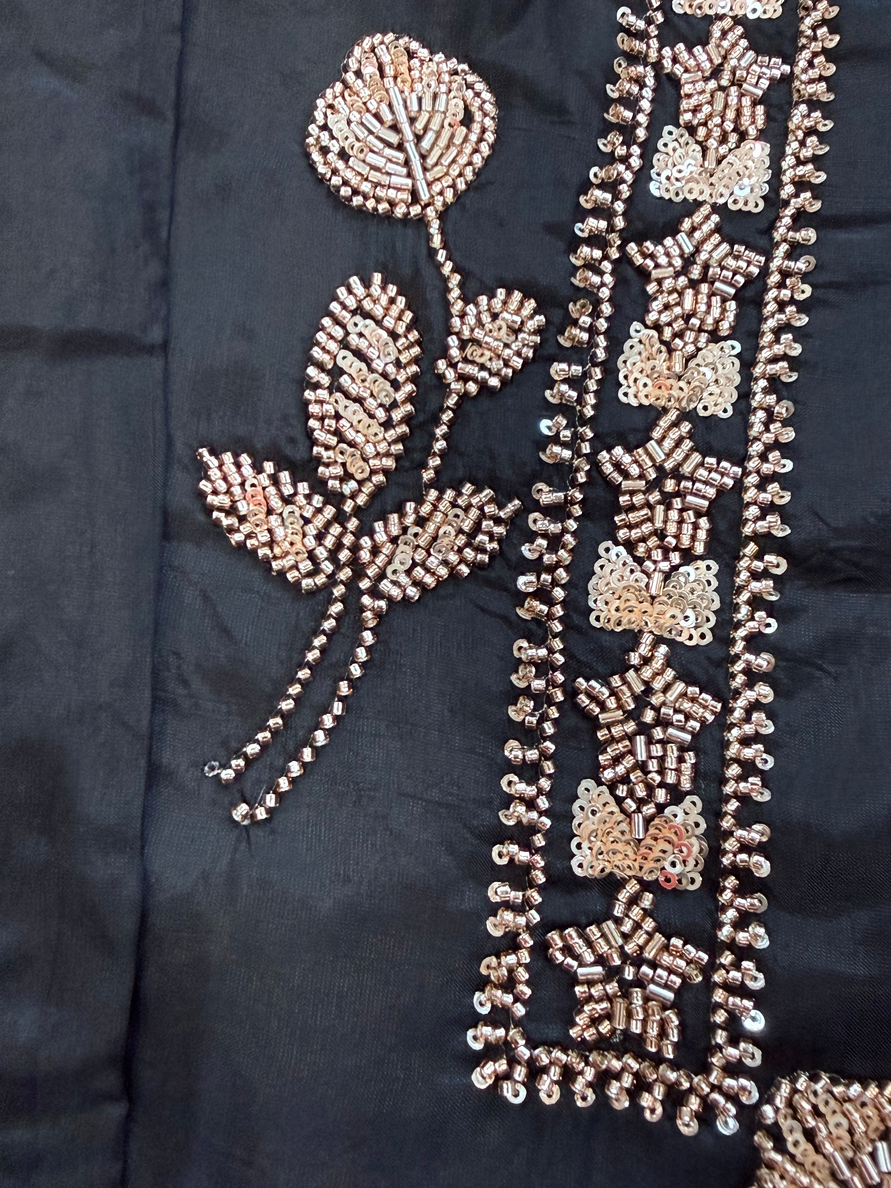 UPADA SILK BLACK READYMADE EMBROIDERY SUIT 8001 Q