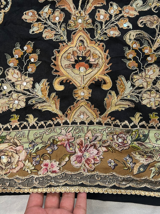 BLACK PURE MUSLIN EMBROIDERY SUIT 301