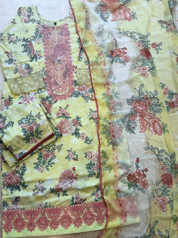 JADE YELLOW PATCH READYMADE SUIT