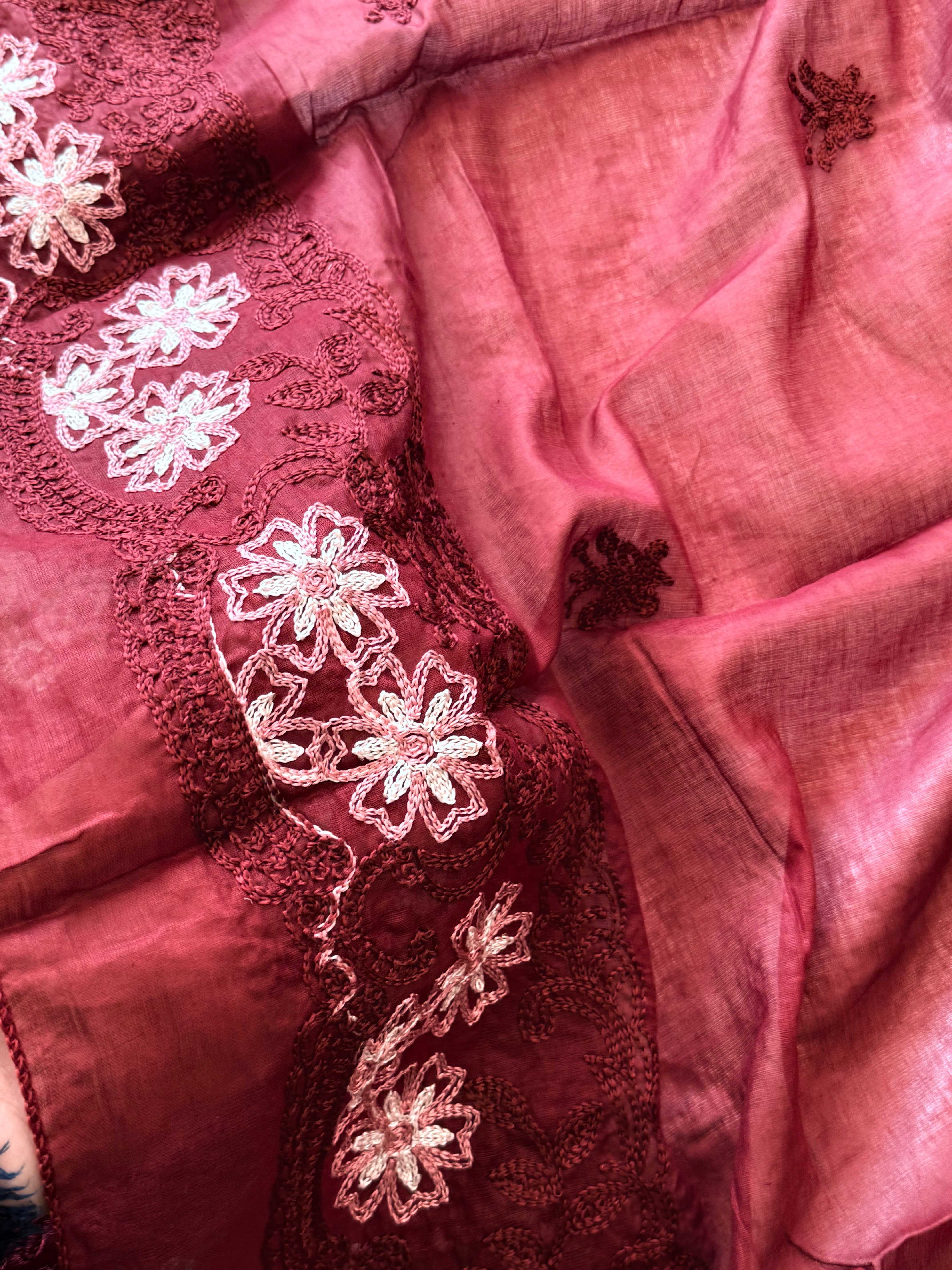 YUMNA MAROON COTTON  EMBROIDERY SUIT Q
