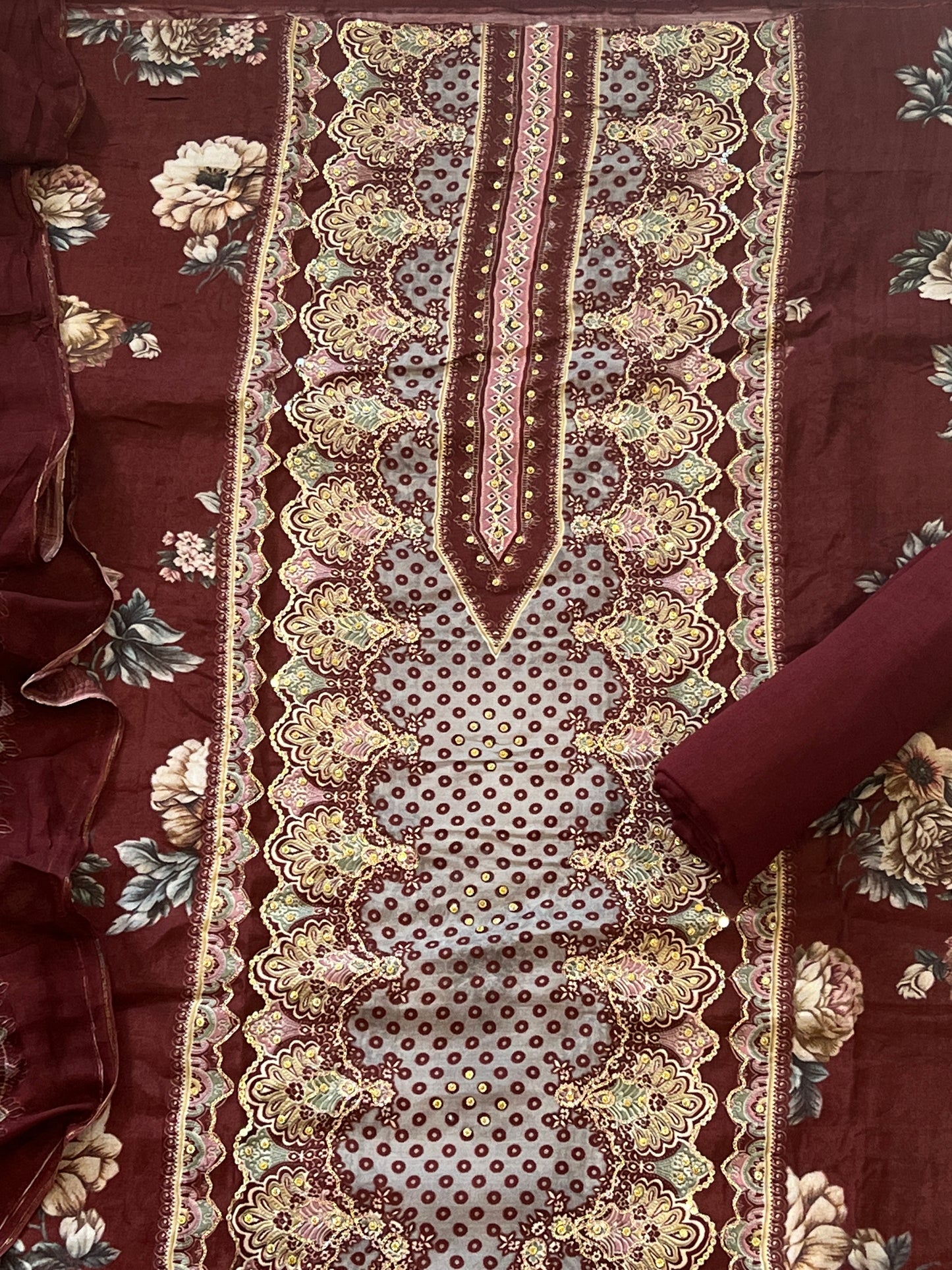 HARSHA BROWN MUSLIN EMBROIDERY SUIT