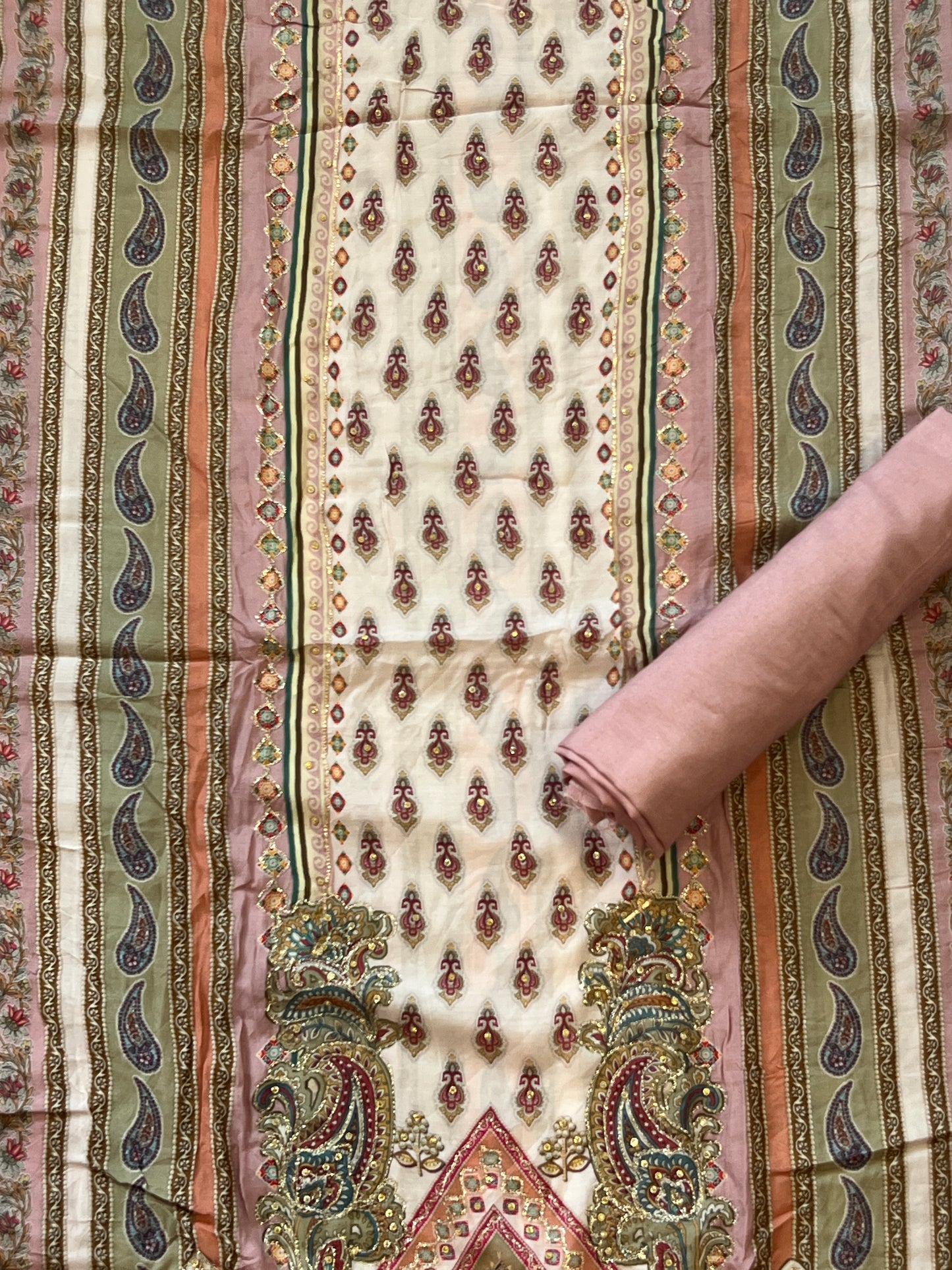 PEACH MUSLIN EMBROIDERY SUIT 1871