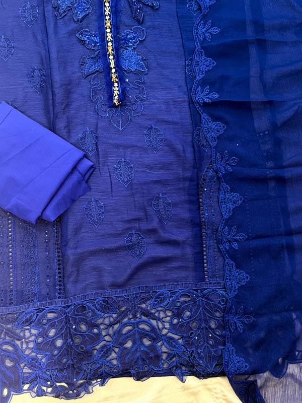 BLUE NOOR-E-CHIFFON EMBROIDERY SUIT R 6001
