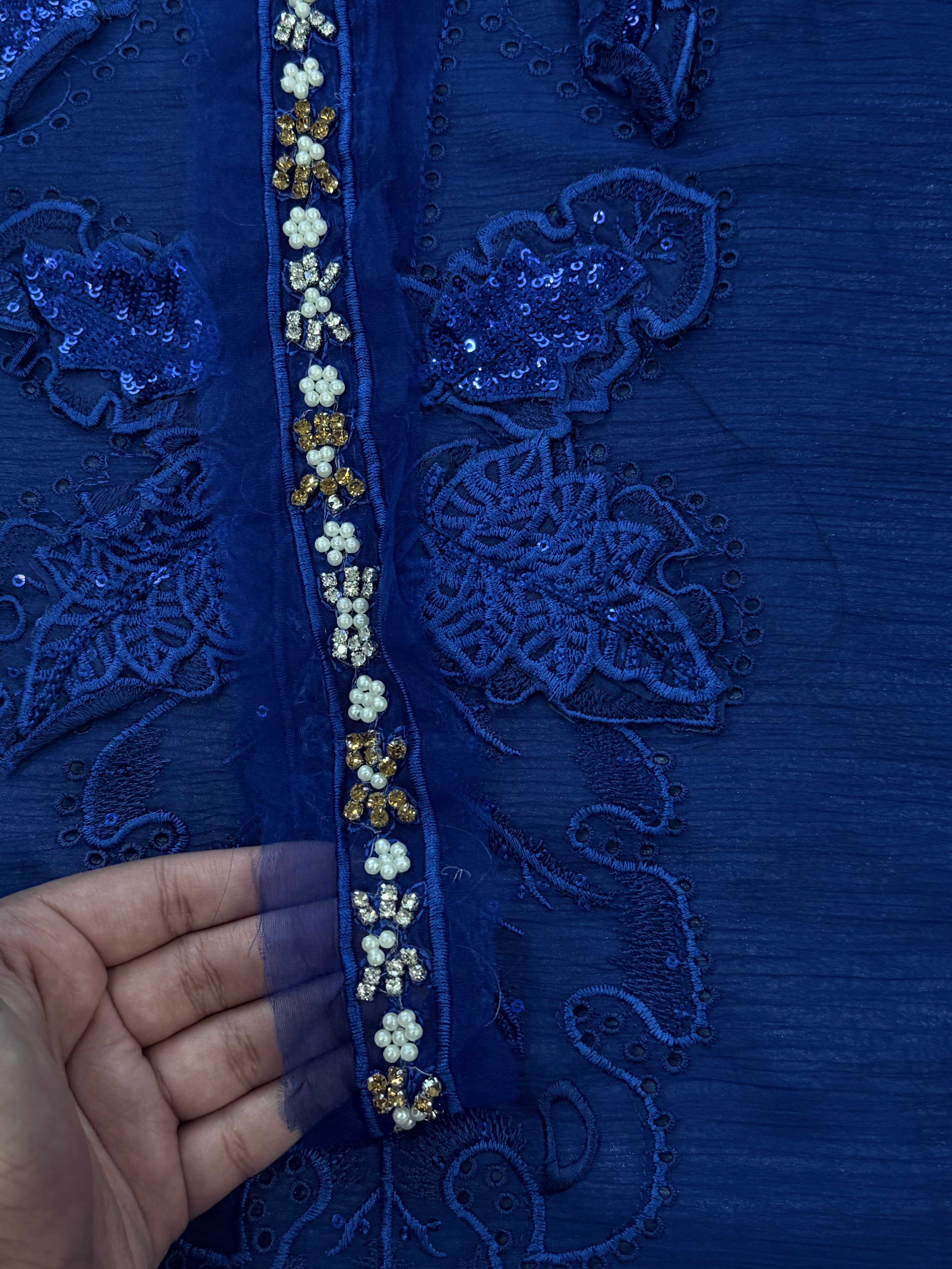 BLUE NOOR-E-CHIFFON EMBROIDERY SUIT
