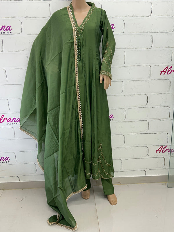 MUL CHANDERI HANDWORK FROCK 8001