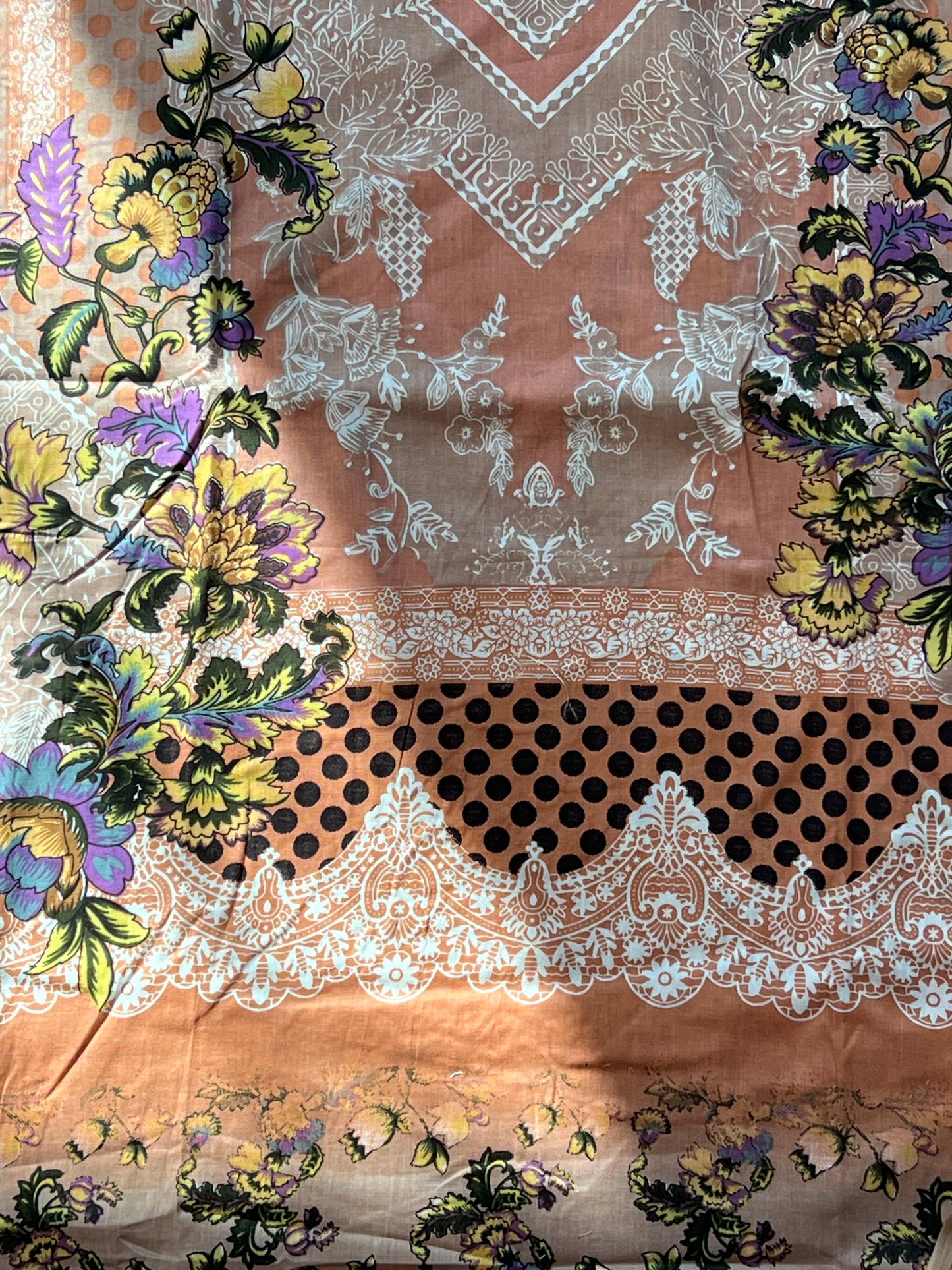 HARSHA PEACH COTTON PATCH SUIT