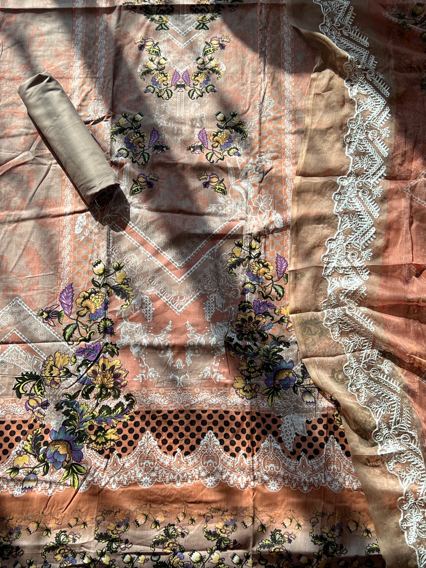 HARSHA PEACH COTTON PATCH SUIT