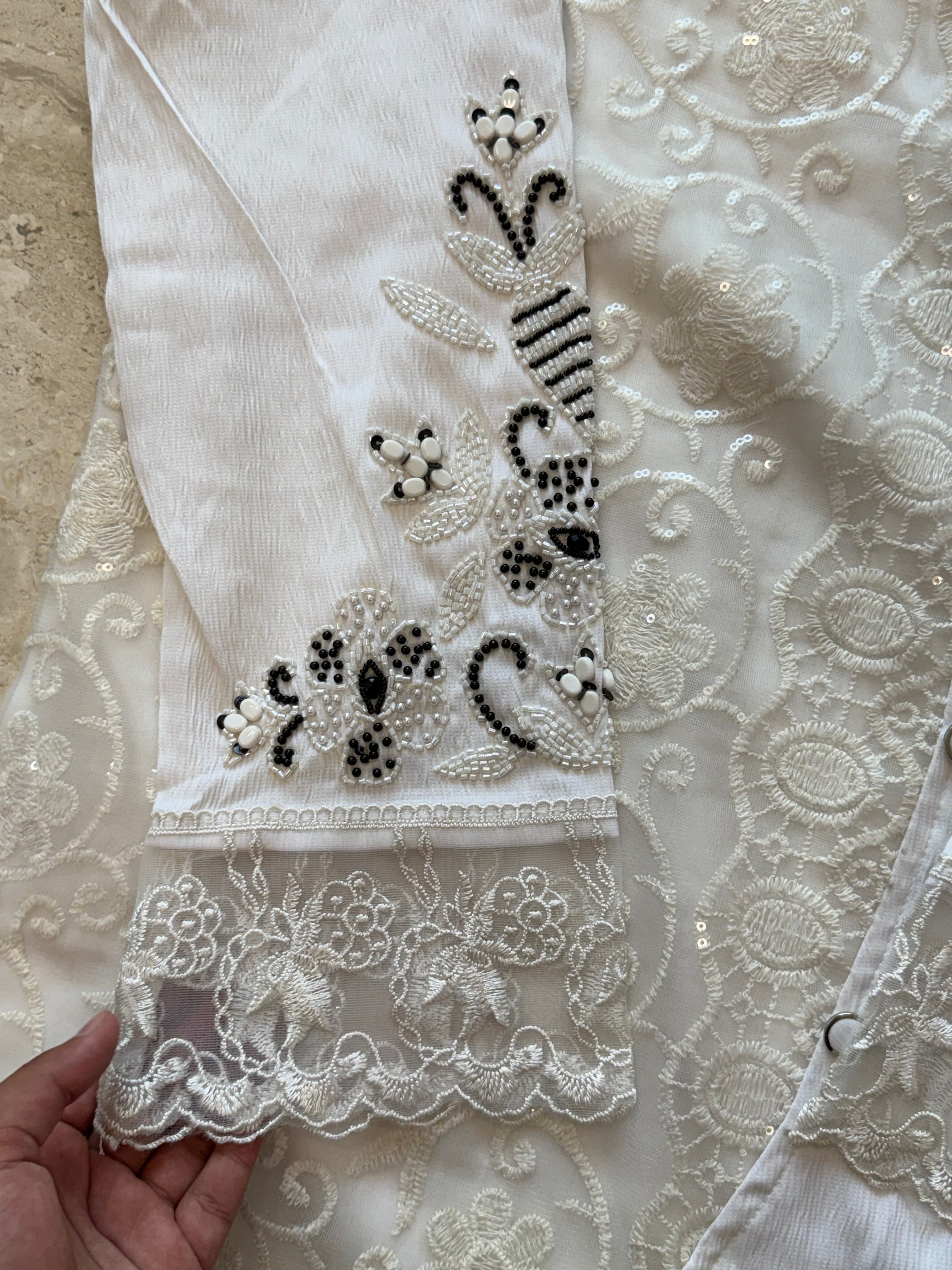 WHITE GEORGETTE CO-ORD SET 502