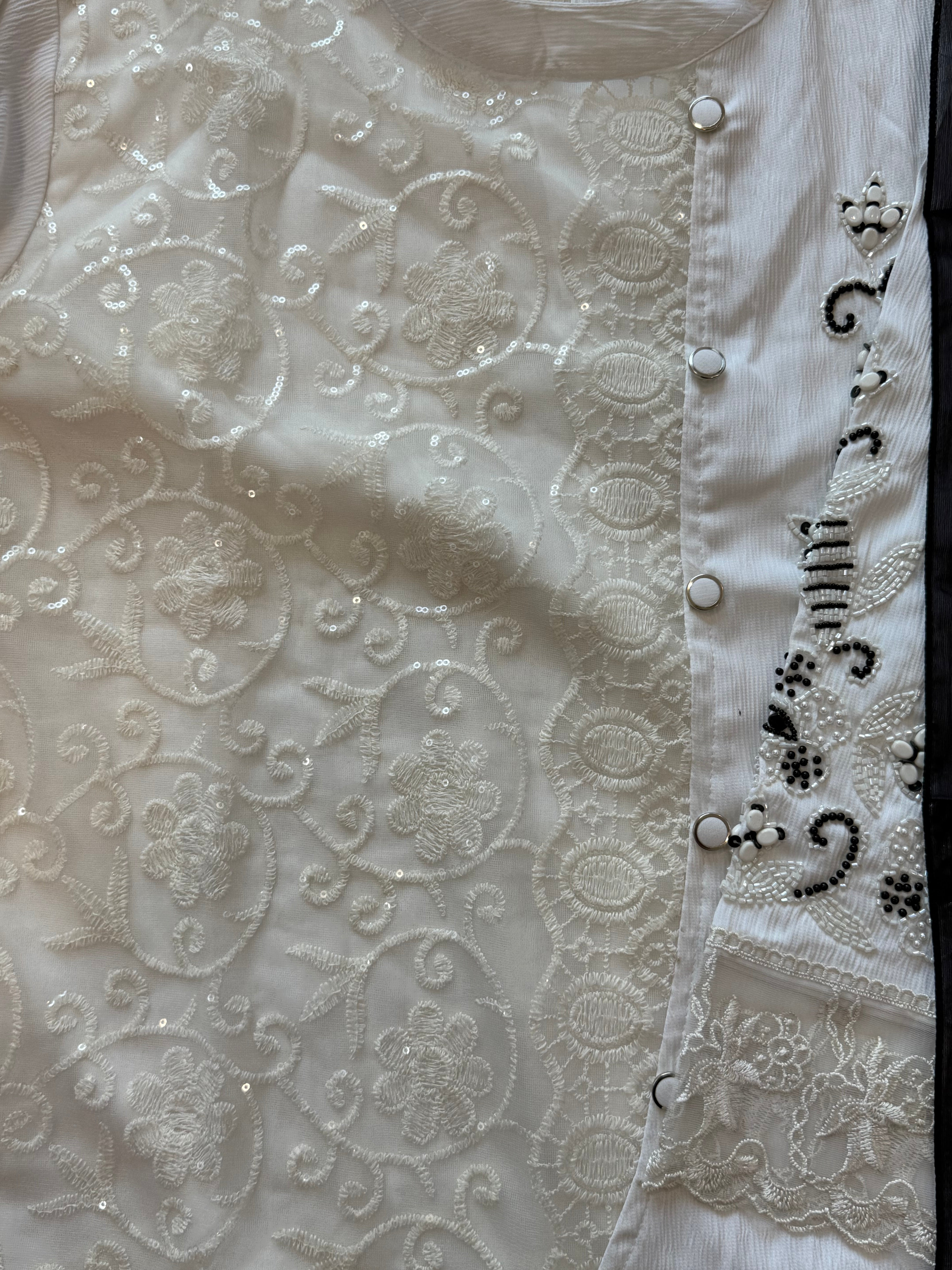 WHITE GEORGETTE CO-ORD SET 502