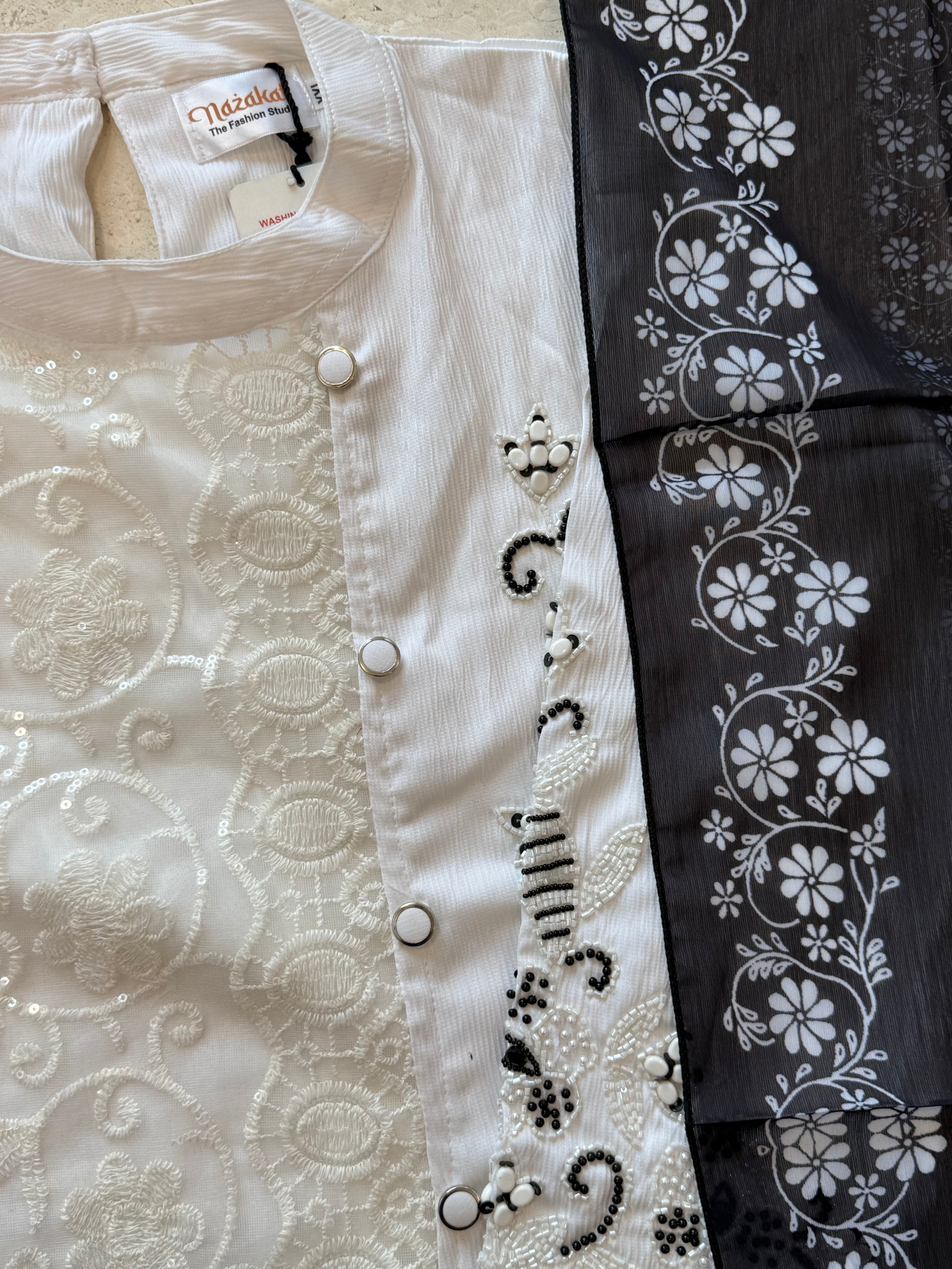 WHITE GEORGETTE CO-ORD SET 502