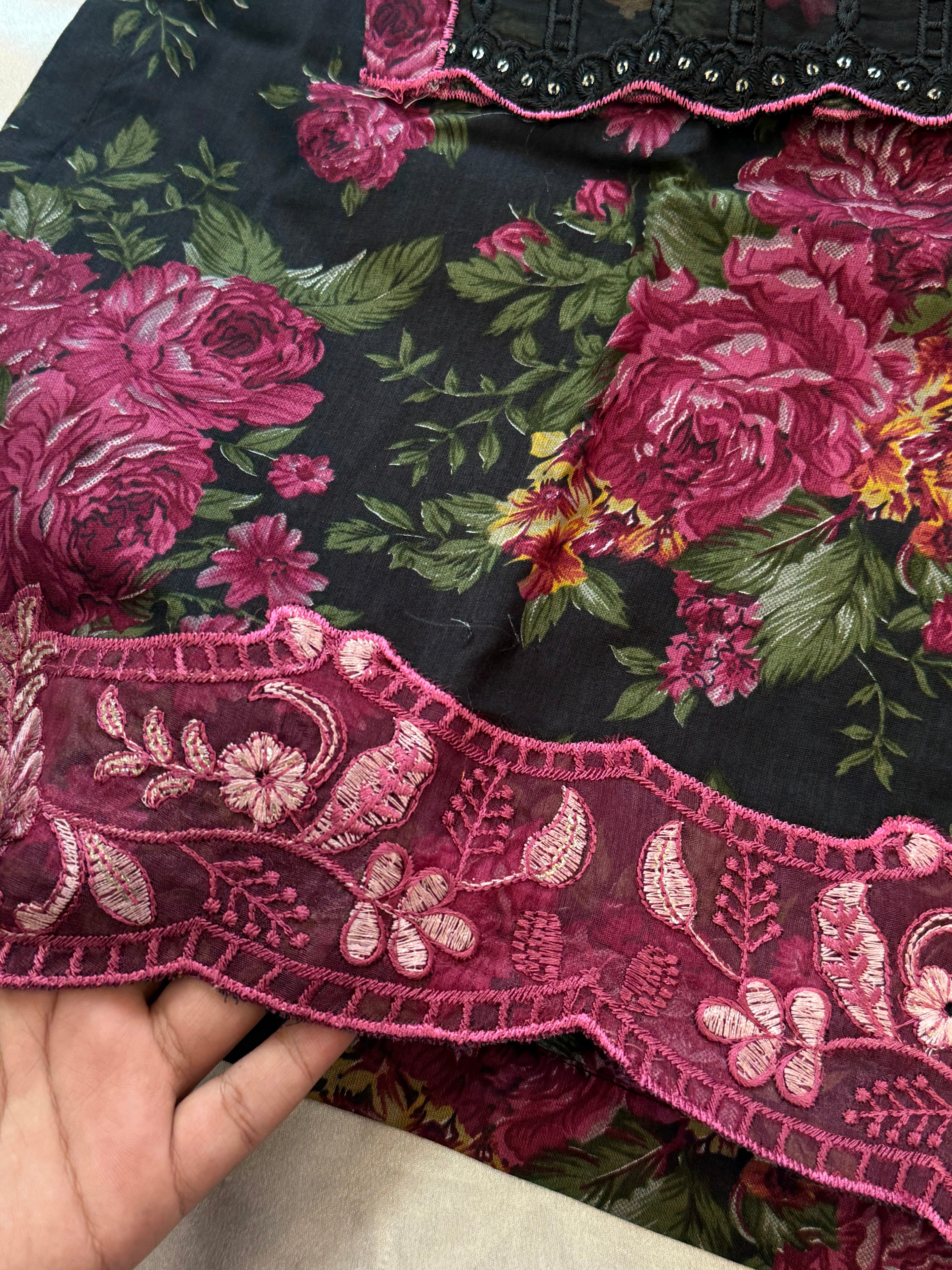 FLORAL COTTON PATCH GARARA SUIT
