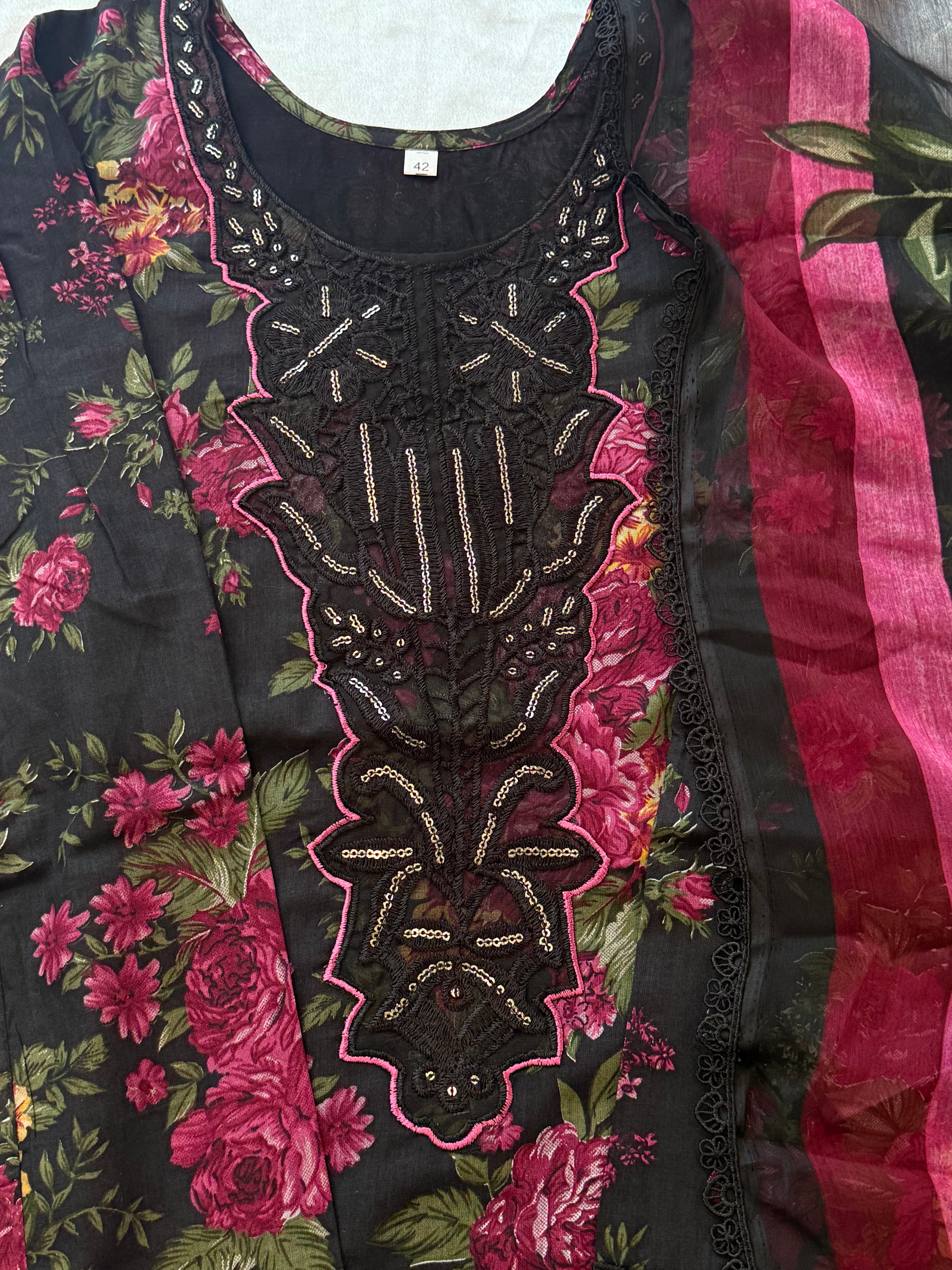FLORAL COTTON PATCH GARARA SUIT