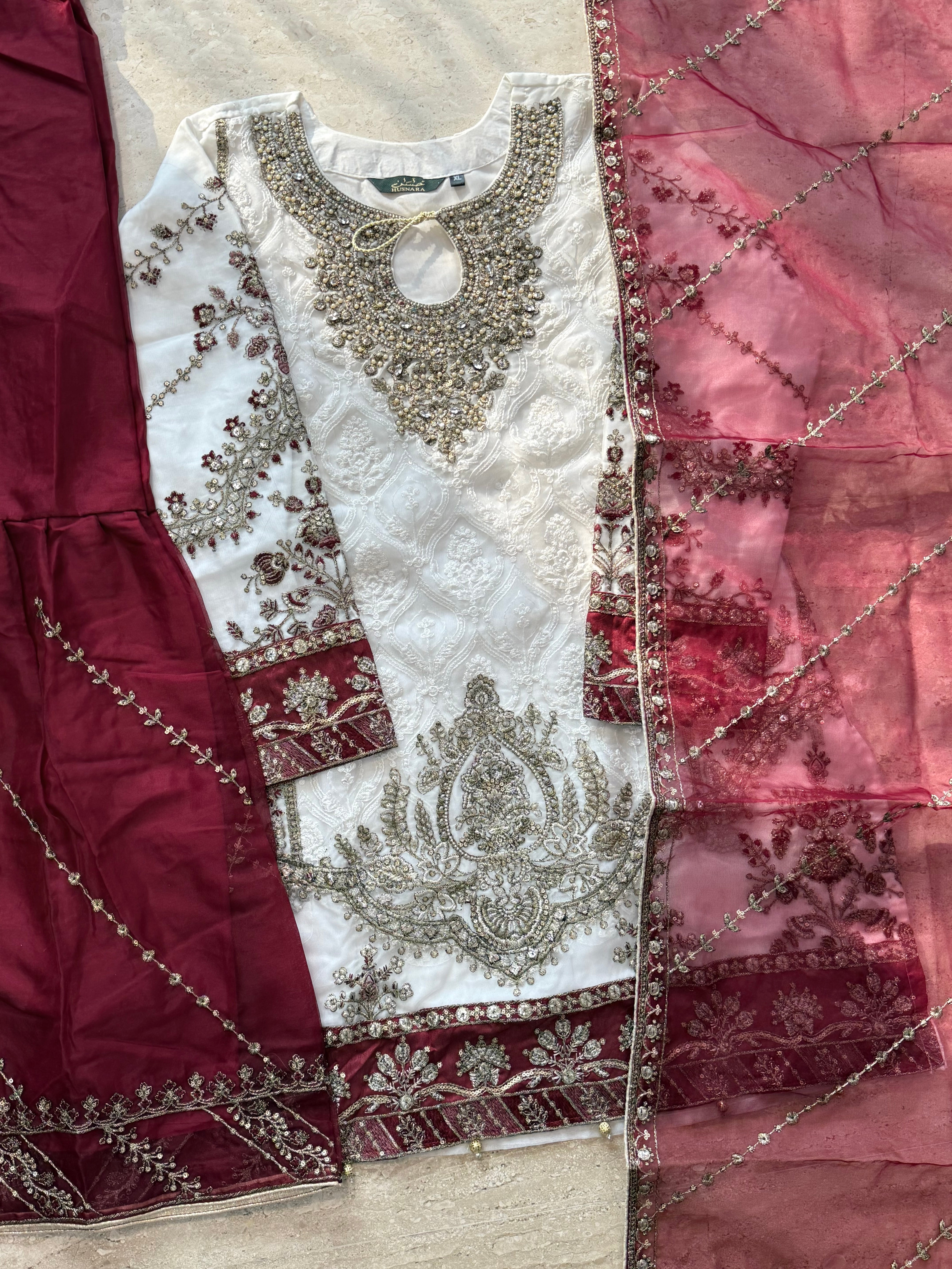 RUHI WHITE ORGANZA SUIT 7 -R