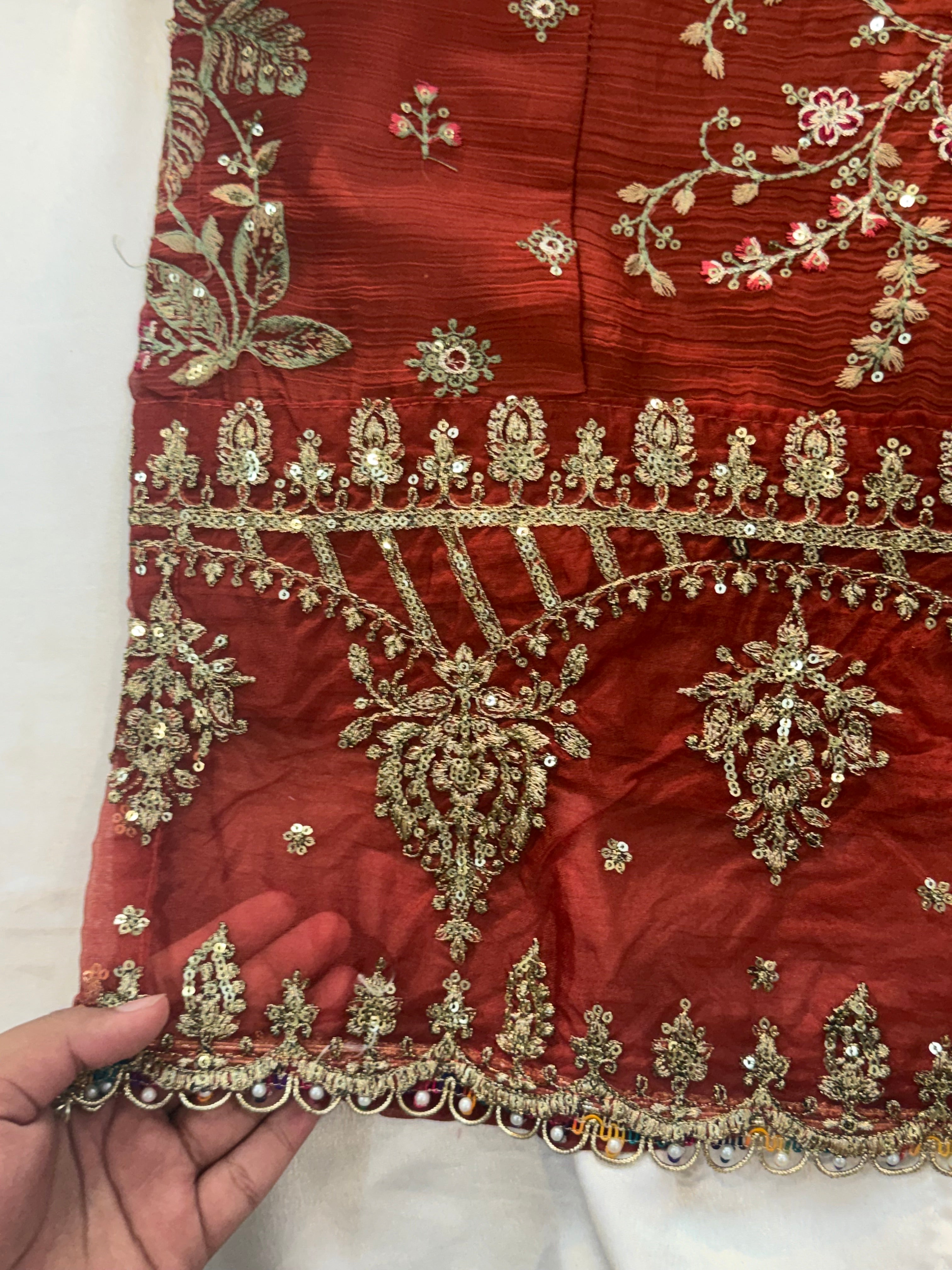 NOOR -E-CHIFFON RUST READYMADE SUIT 3