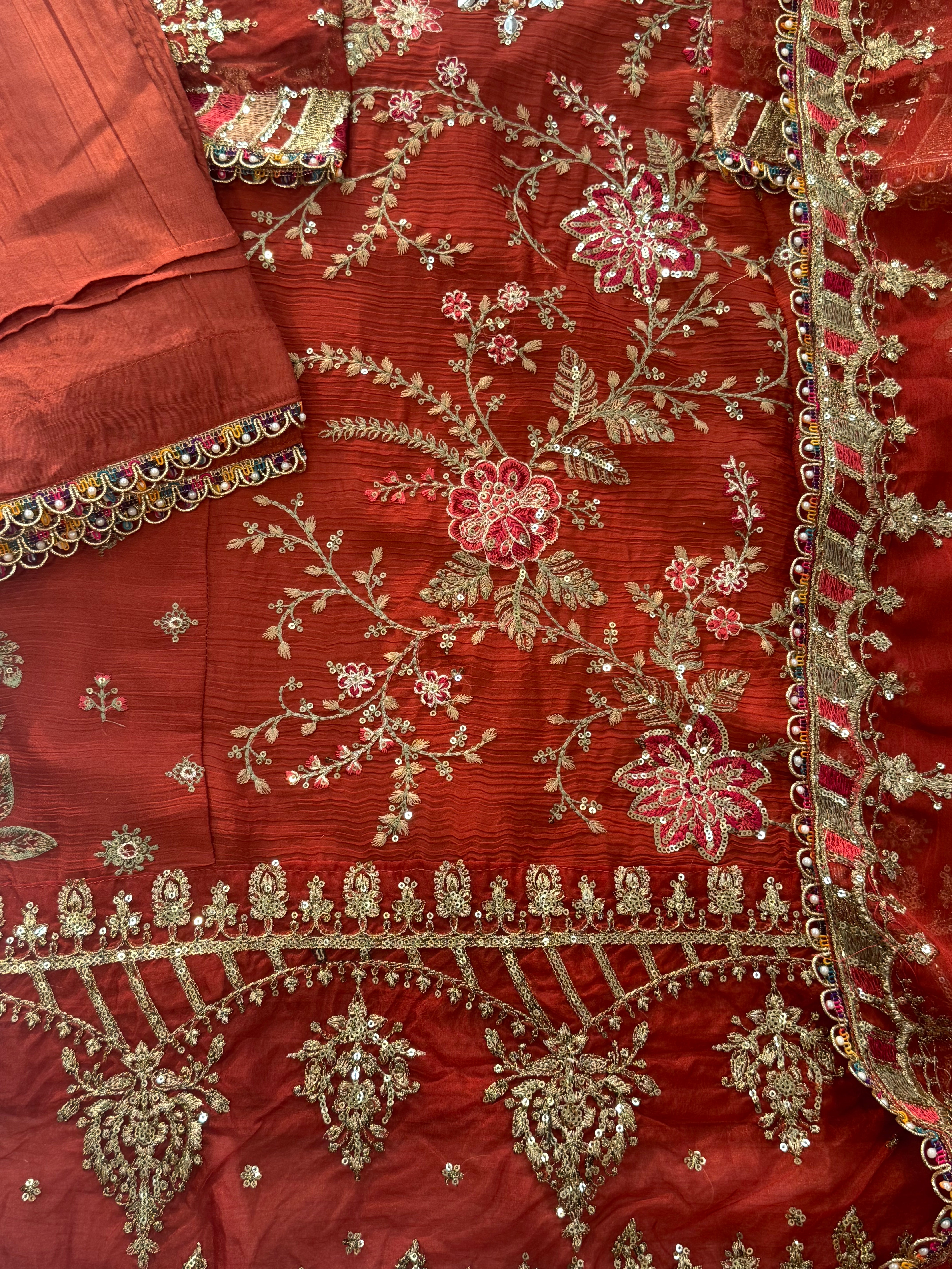 NOOR -E-CHIFFON RUST READYMADE SUIT 3