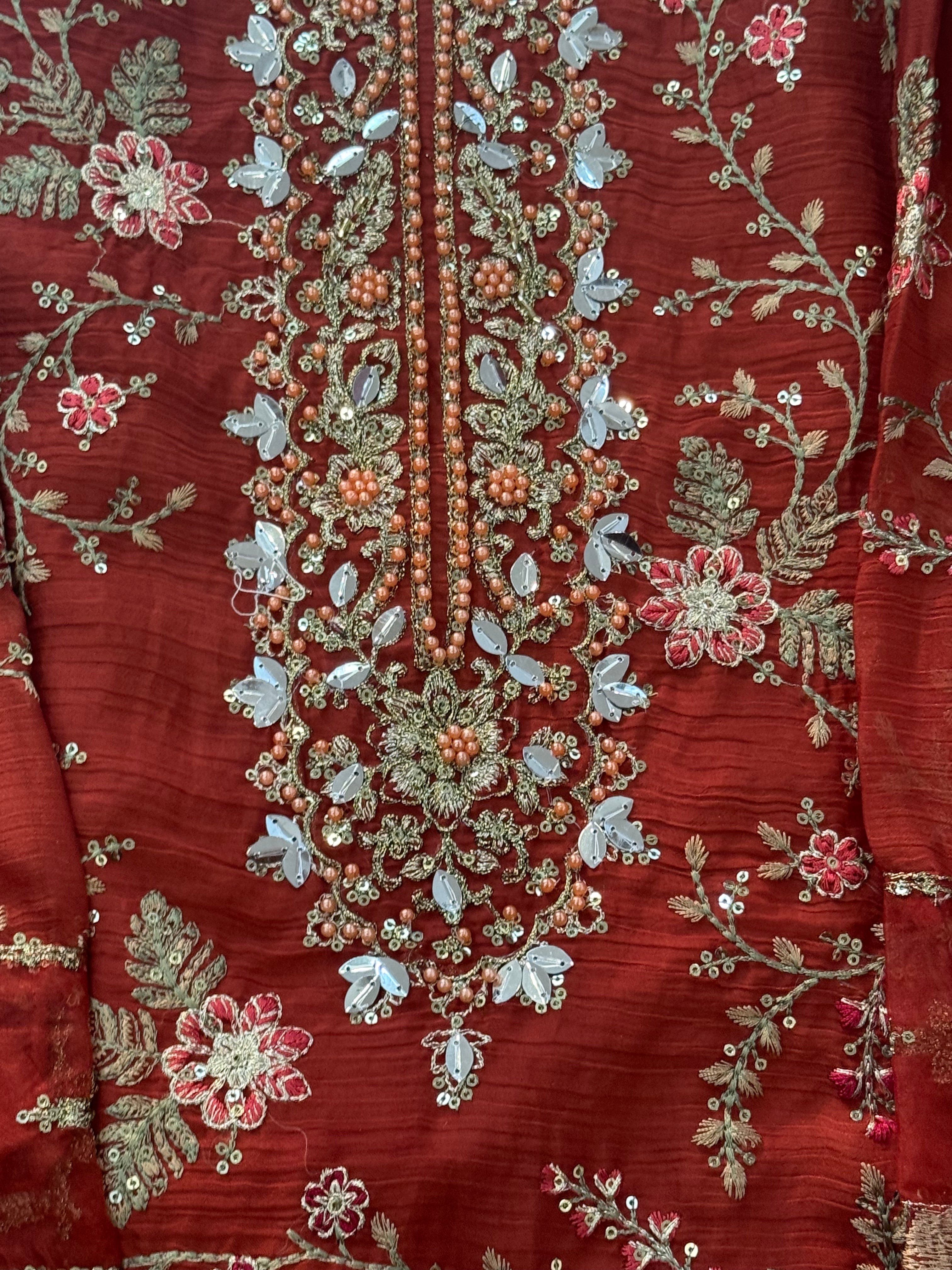 NOOR -E-CHIFFON RUST READYMADE SUIT 3