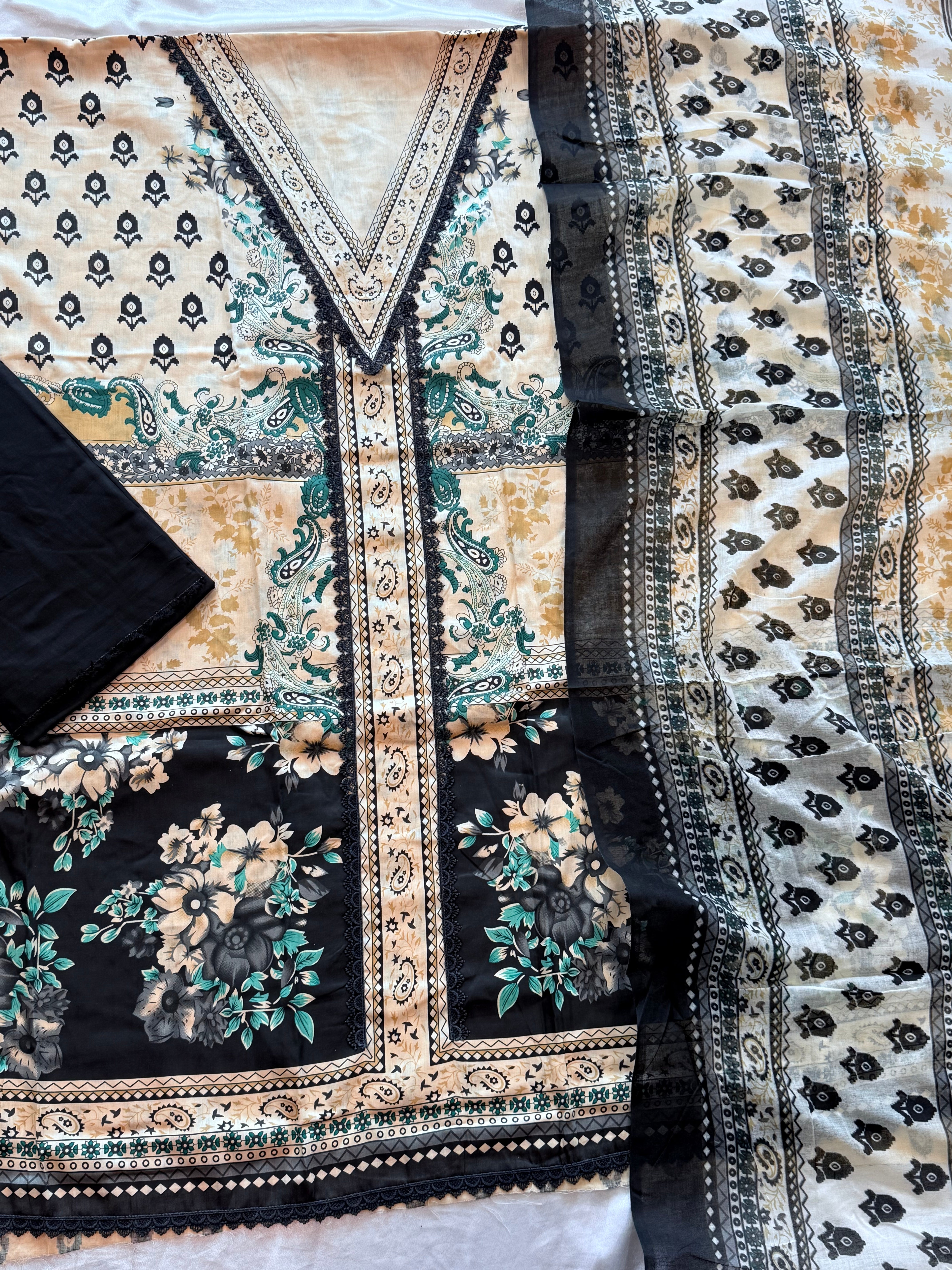 ROZANA BLACK PURE COTTON SUIT 26