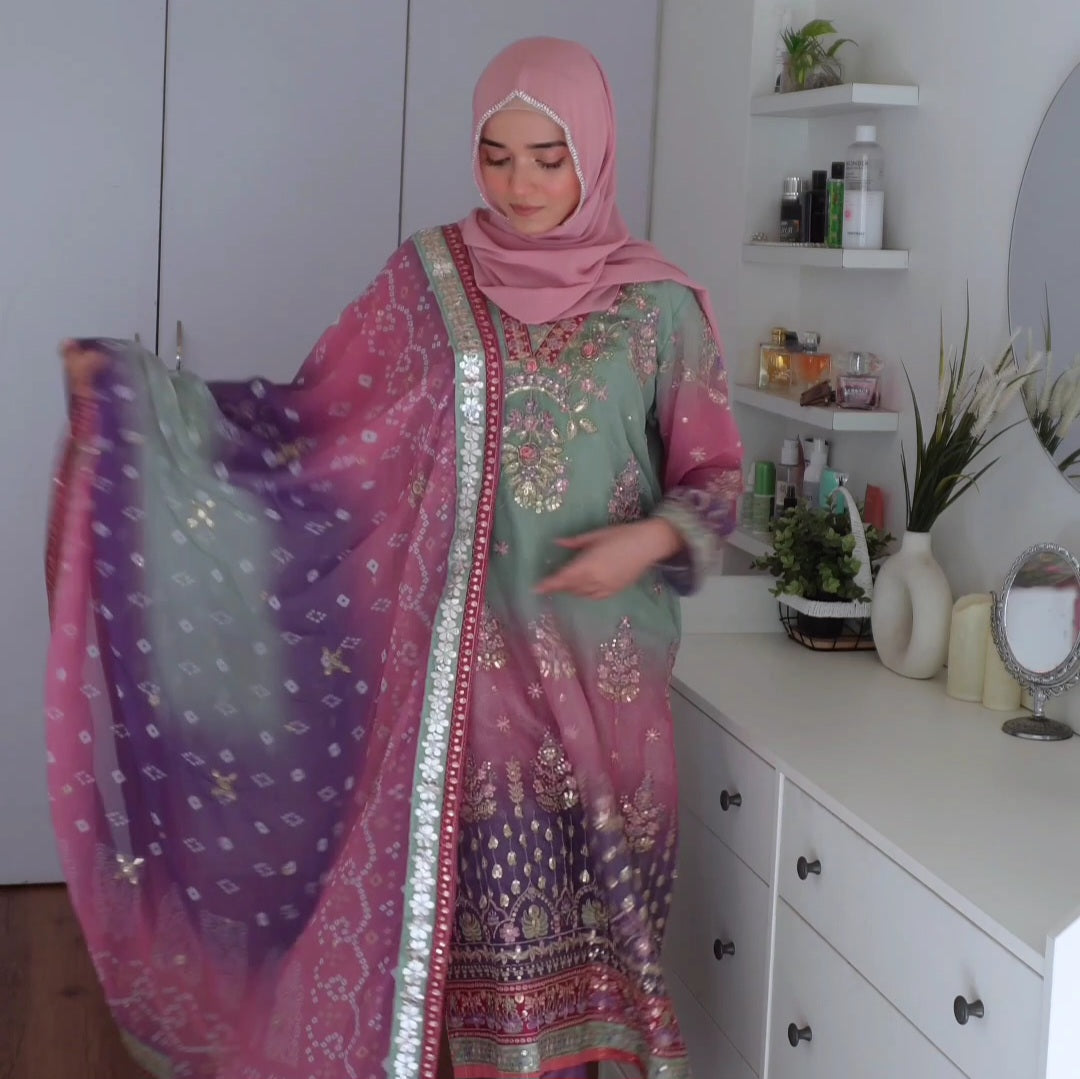 BRIDAL SHADED GEORGETTE EMBROIDERED SUIT