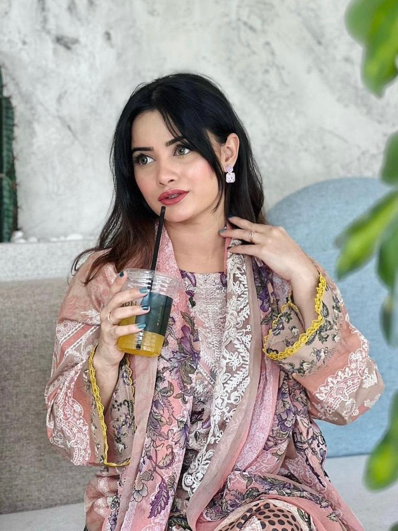 HARSHA PEACH COTTON PATCH SUIT