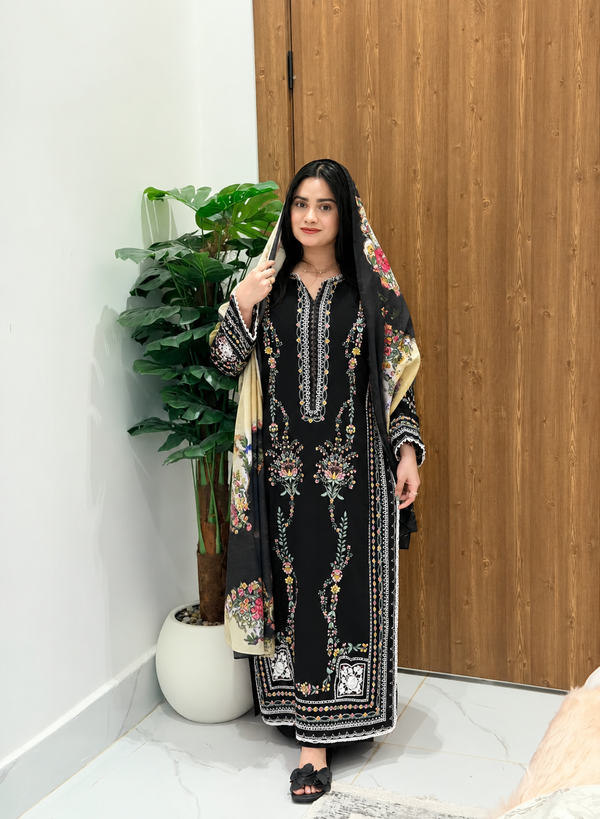 BLACK JUGNU LAWN EMBROIDERY SUIT R