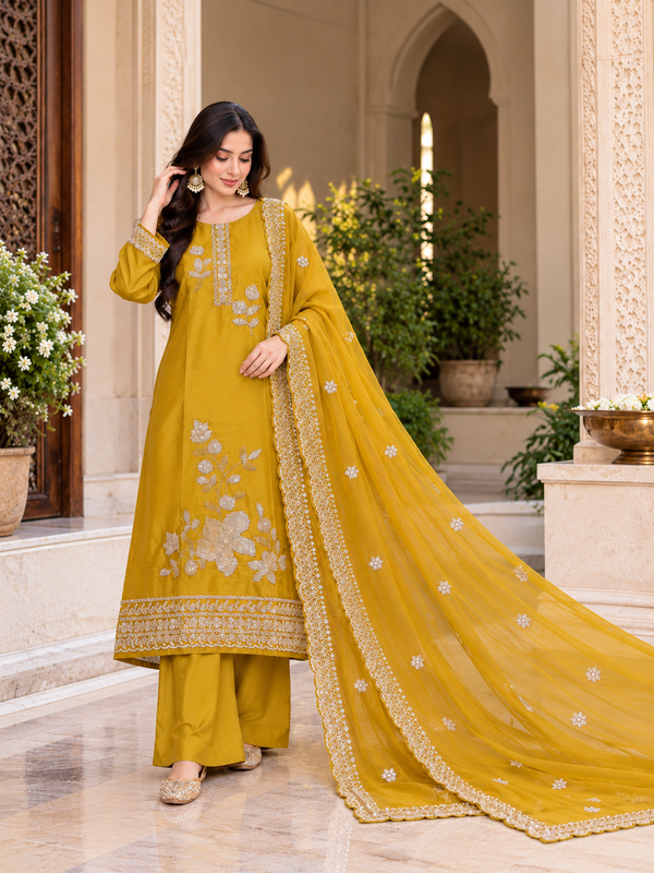 UPADA SILK READYMADE EMBROIDERY SUIT 8001 Q