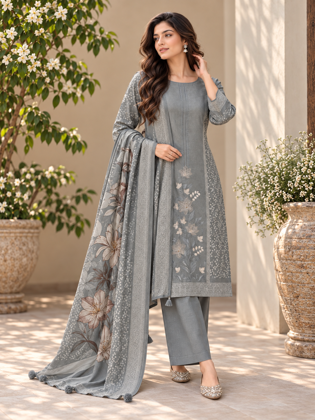 CASHMERE COTTON  EMBROIDERY SUIT 3
