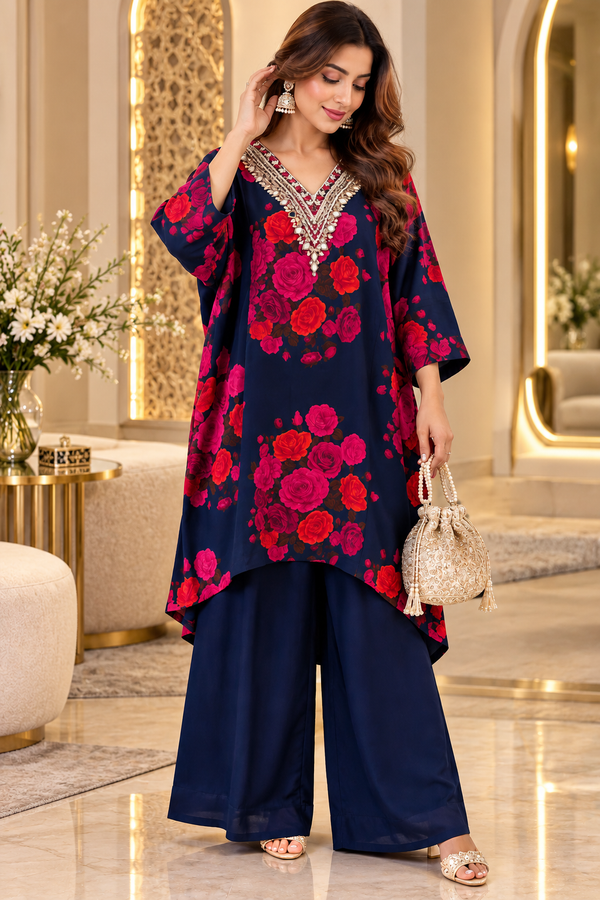 NAQSH CREPE CO-0RD SET  2 Q