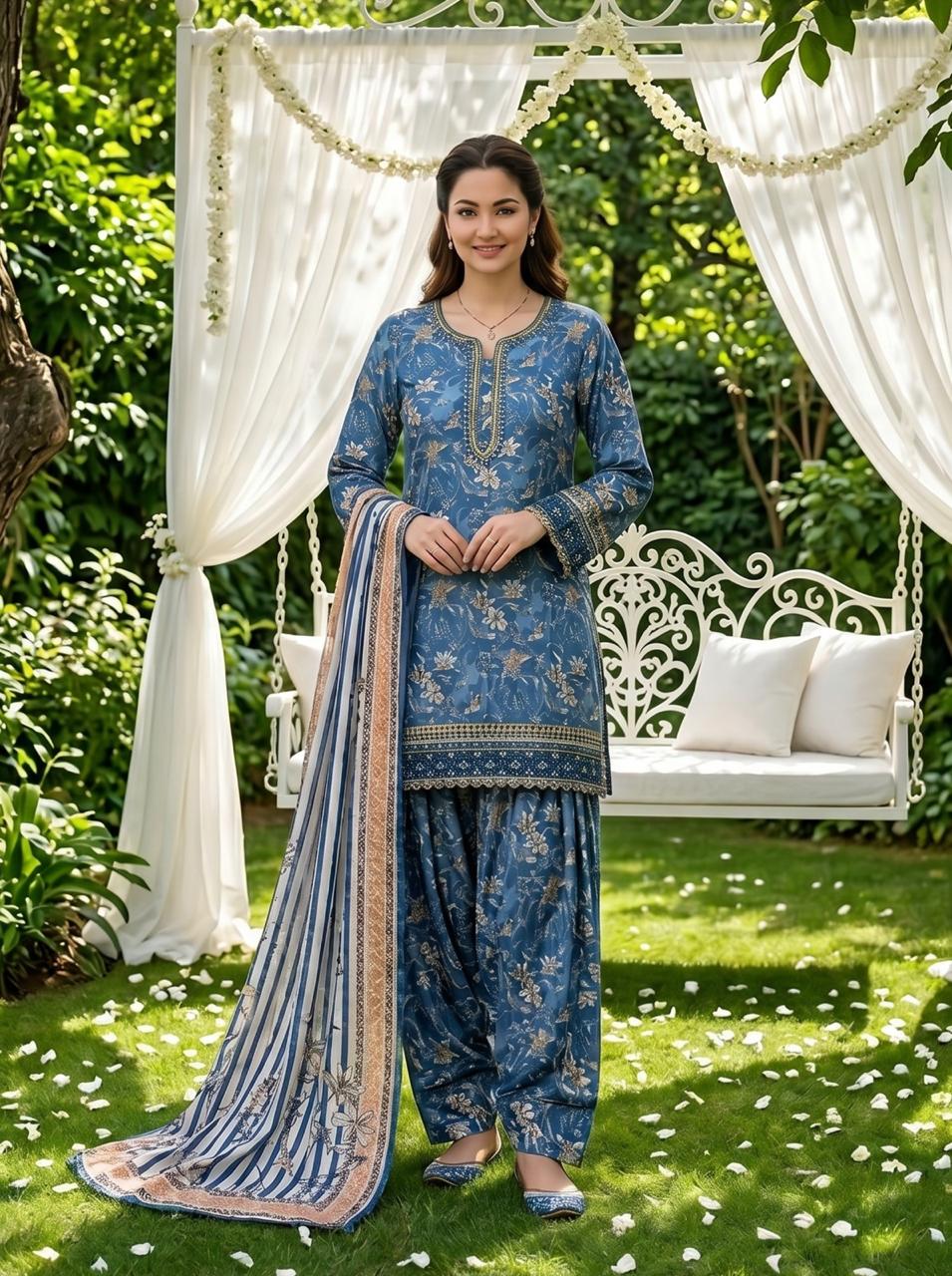 HANIA CREPE FARSHI SHALWAR SUIT  Q