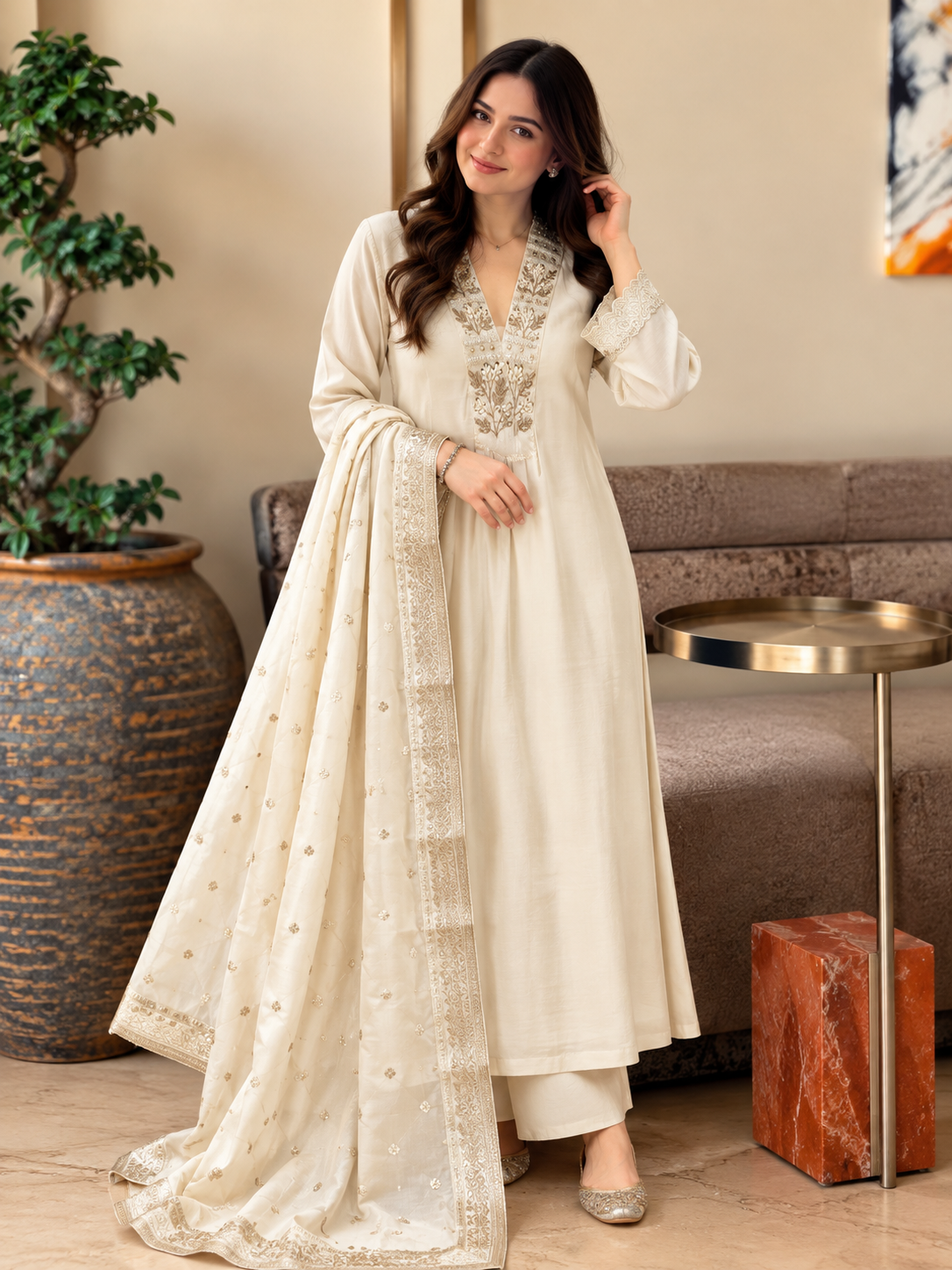 MUL CHANDERI HANDWORK SUIT 7 Q 1001