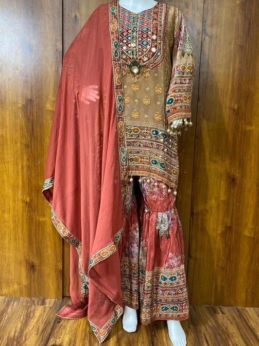 RAHI PURE CREPE GARARA SUIT 9142