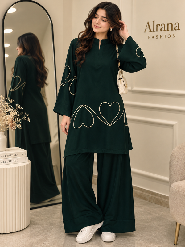 HEART GREEN FARSHI READYMADE SUIT 4 R
