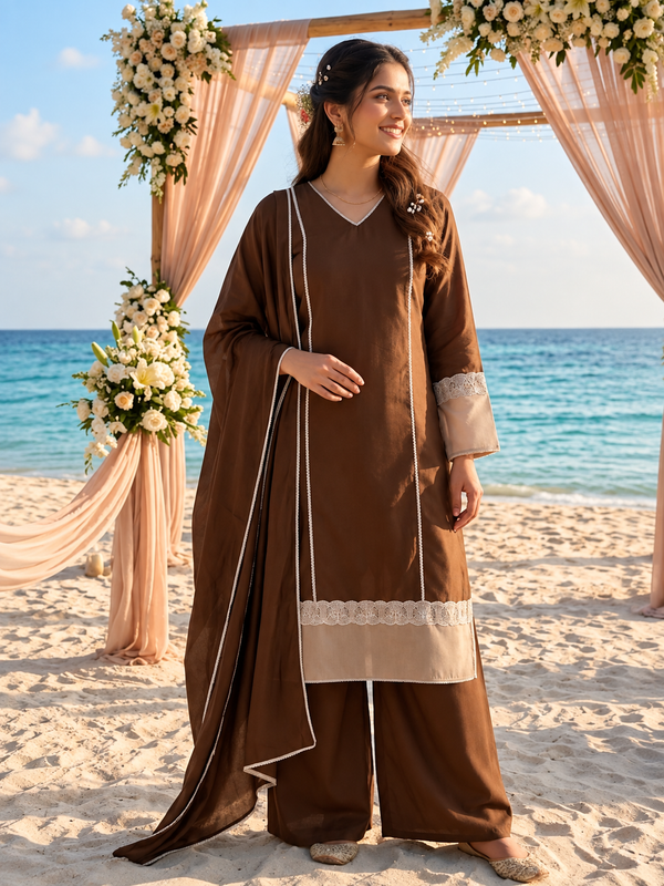 CHOCOLATE BROWN DESIGNER SUIT